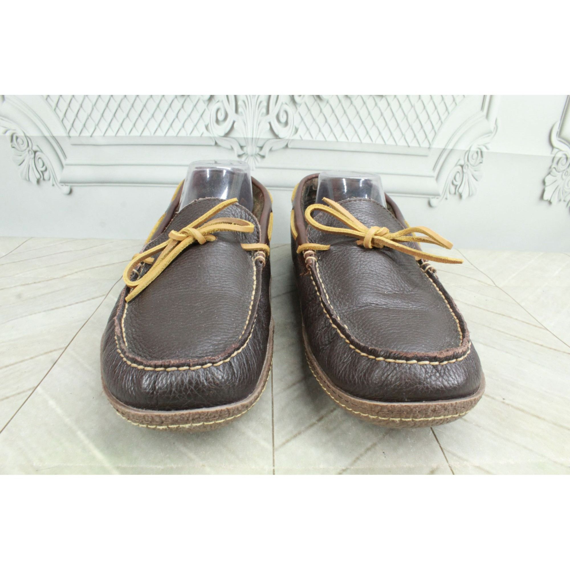 L.L. Bean × Leather LL Bean Men's Handsewn Slippers Flannel Lined Rawhide Laces Size US 12 / EU 45 - 4 Thumbnail