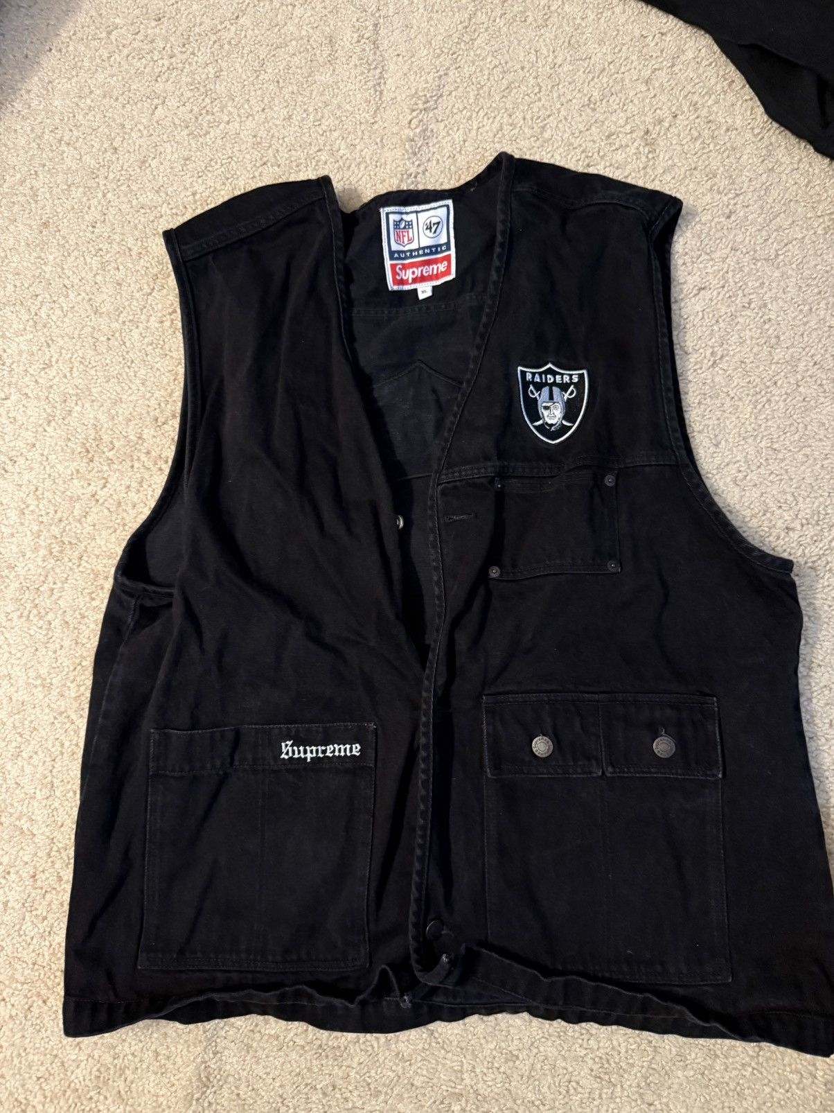 47 Brand × NFL × Supreme Supreme '47 NFL Raiders Vest Black | Grailed