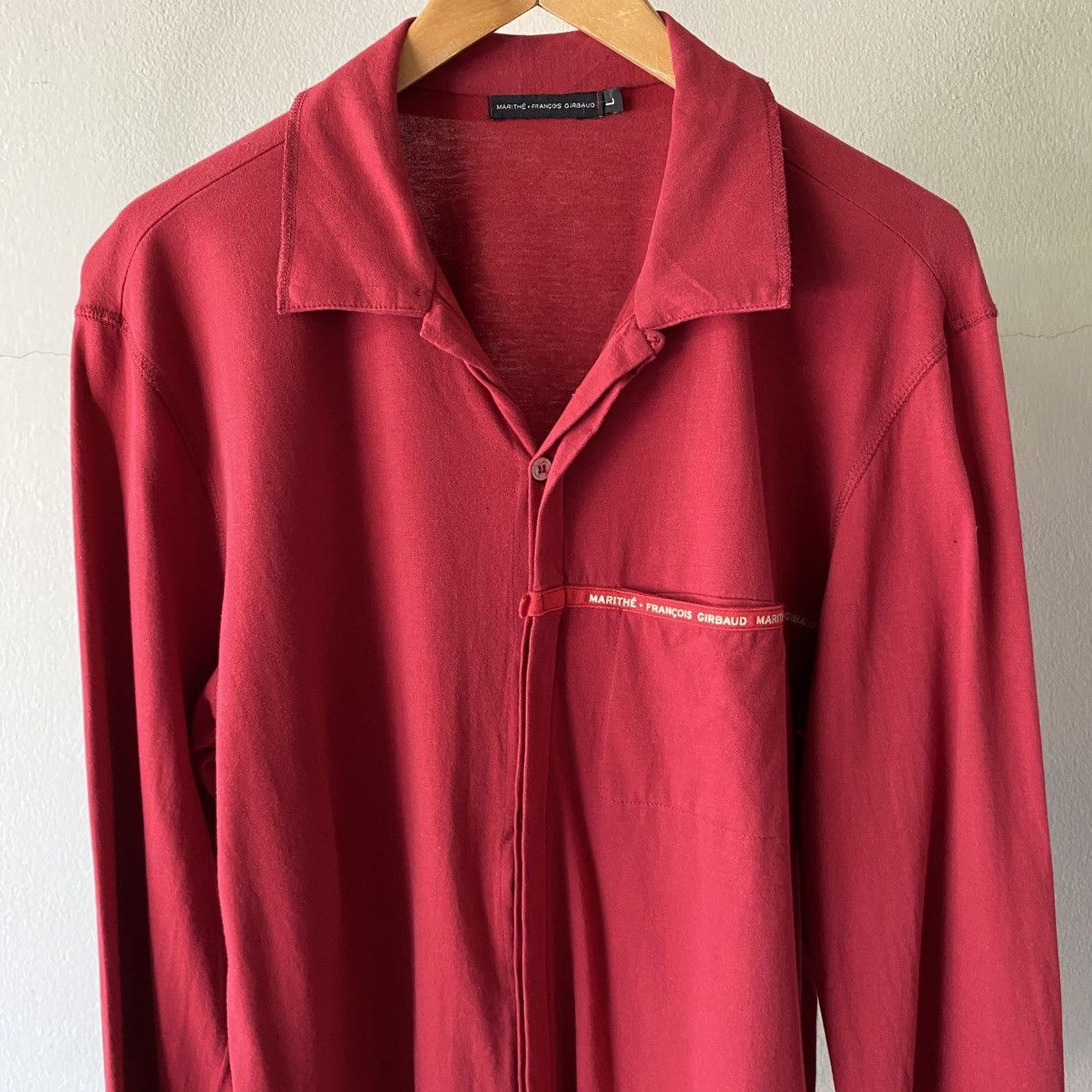 Marithe + Francois Girbaud MARITHE FRANÇOIS GIRBAUD Red Zip-Detail Long Sleeve Shirt Size US L / EU 52-54 / 3 - 5 Thumbnail