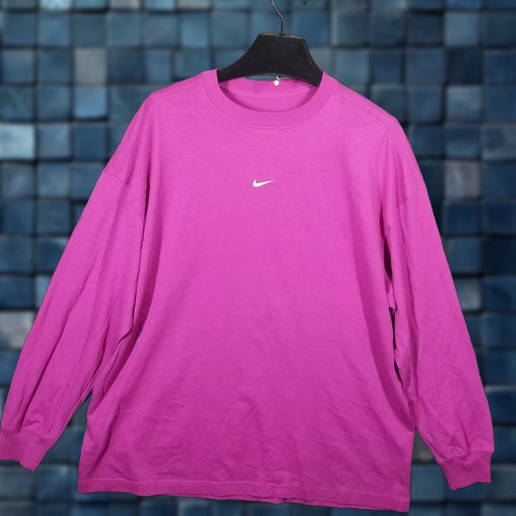 Nike Long Sleeve T-Shirt Men XL Pink Sports Logo Oversized Casual - Main Image