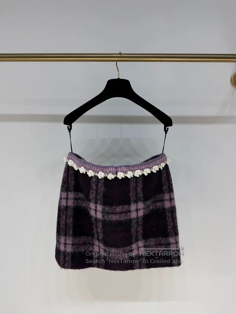 Chanel Chanel 24A Craft Workshop Series Lace Purple Plaid Skirt Size 24" / US 00 / IT 34 - 2 Thumbnail
