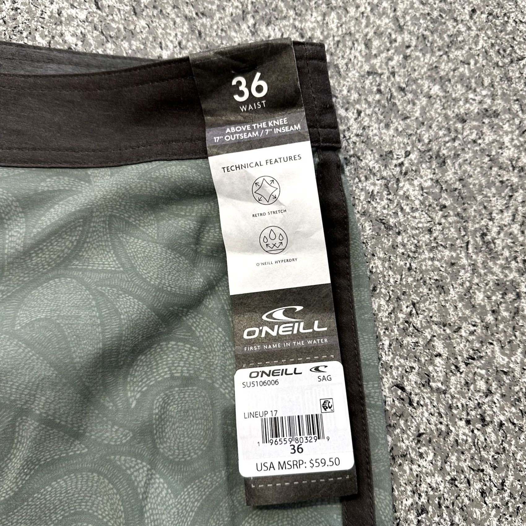 O'Neill O’Neill Lineup 17” Board Shorts Mens 36 Blue Quick Dry Stretch Floral Size US 36 / EU 52 - 2 Thumbnail