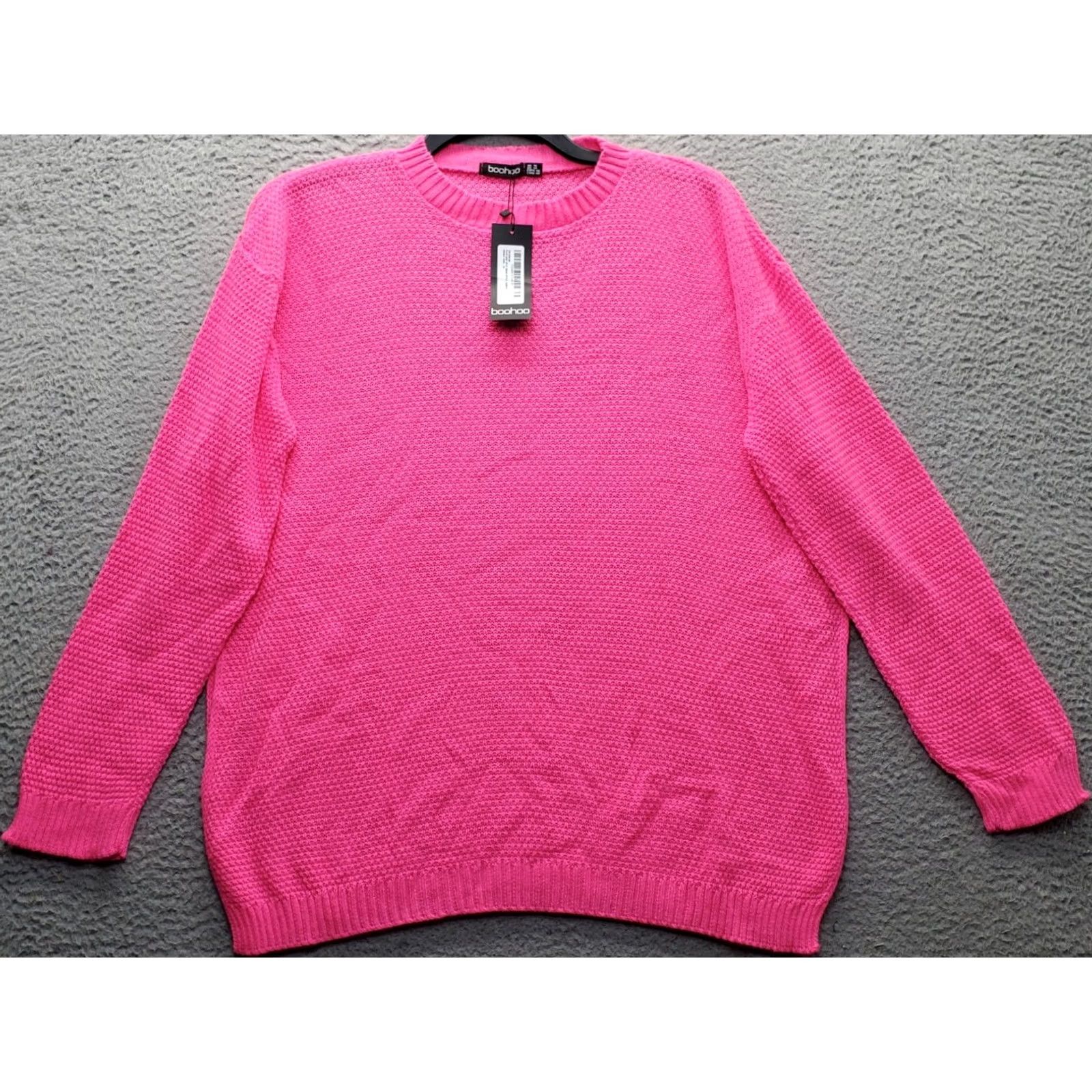 Boohoo Boohoo Pink Tunic Sweater Womens 14 Long Sleeve Pullover Moss Stitch Crew Neck Knit Casual Capris? Size XL / US 12-14 / IT 48-50 - 2 Thumbnail
