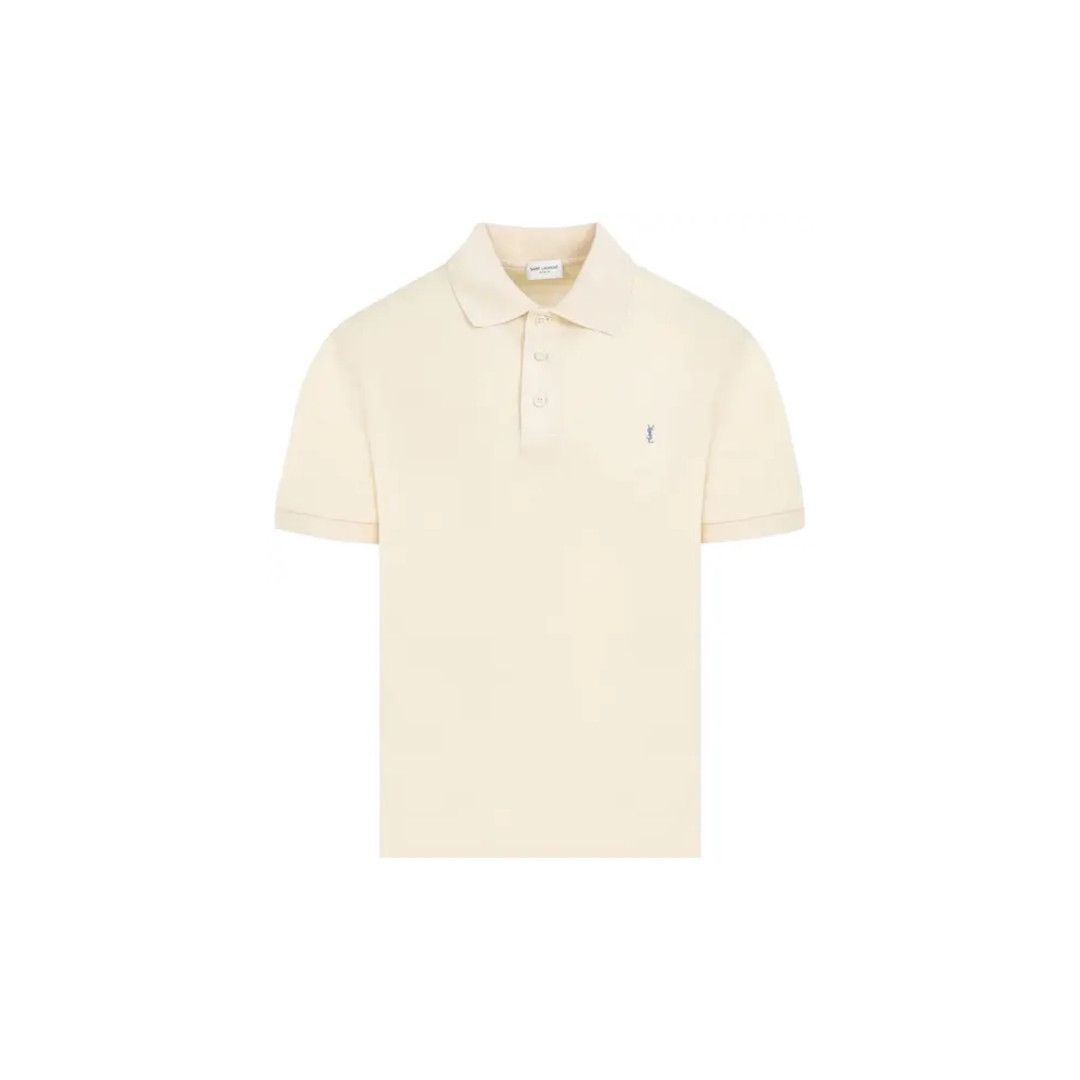 Saint Laurent Paris oc11z0126 713901 Cassandre Polo Shirt in Cotton Piqué Yellow Size US M / EU 48-50 / 2 - 1 Thumbnail