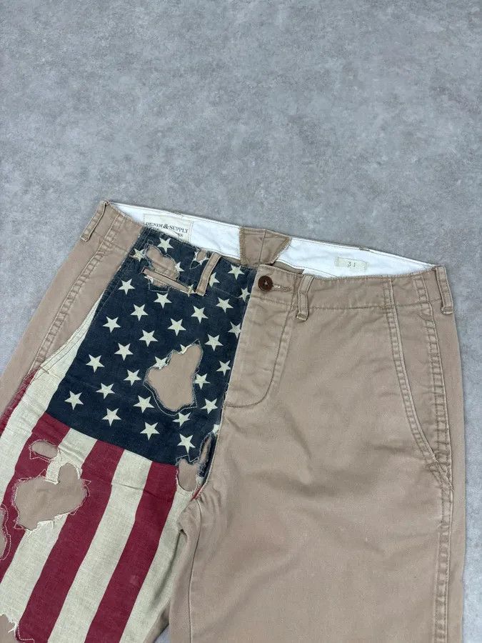Polo Ralph Lauren 2010s Ralph Lauren Beige American Flag Distressed Shorts Size US 32 / EU 48 - 5 Thumbnail