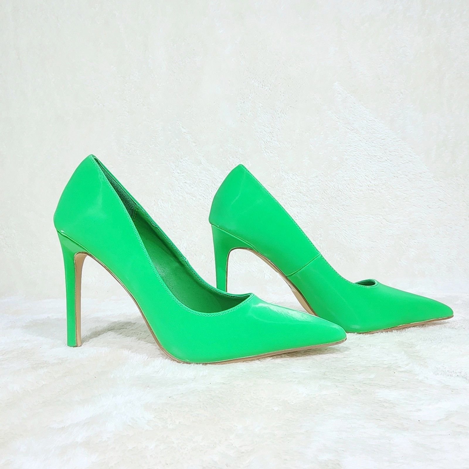 Other Bright Green High Heel Stiletto Pumps Evening Party Shoes Size US 8 / IT 38 - 3 Thumbnail