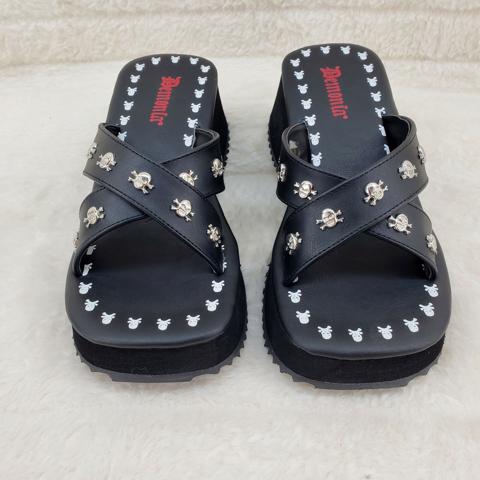 Demonia Cult DEMONIA Flip Demonia Goth Slip On Sandals With Skull Studs N Size US 12 / IT 42 - 2 Thumbnail