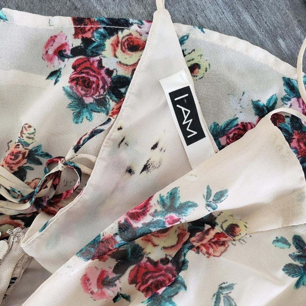 Designer Beige Floral 1AM Babydoll Flowy Mini Size M / US 6-8 / IT 42-44 - 4 Thumbnail