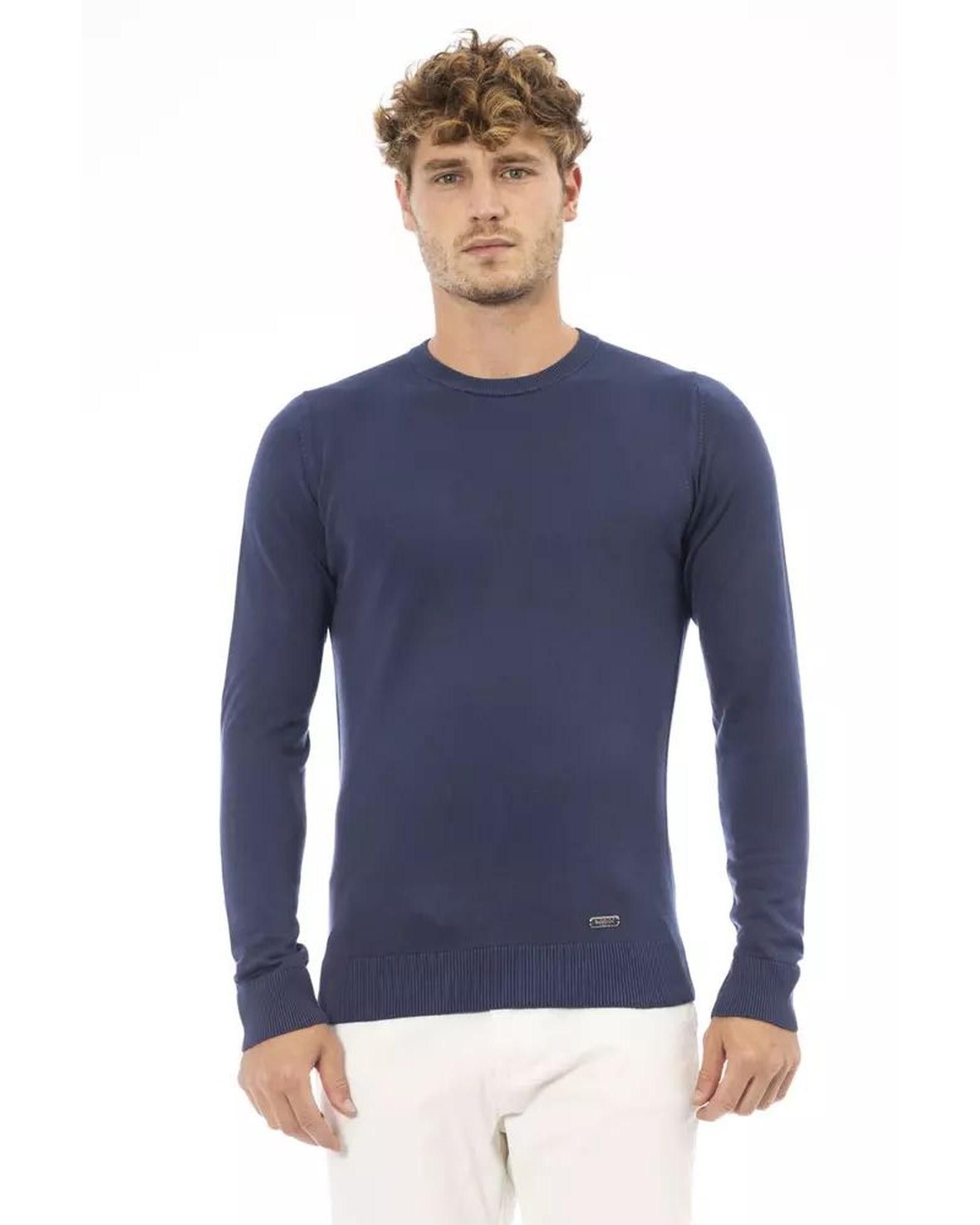 image of Baldinini Modal Crew Neck Sweater in Blue, Men's (Size XL)