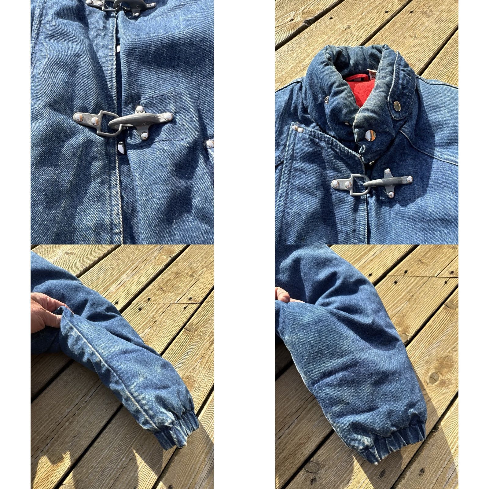 Vintage VINTAGE Denim Down Puffer Jacket Heavyweight 80s 90s Fireman Toggle Front Closure Unisex Adults M Blue Cold Weather Utility Coat Size US M / EU 48-50 / 2 - 8 Thumbnail