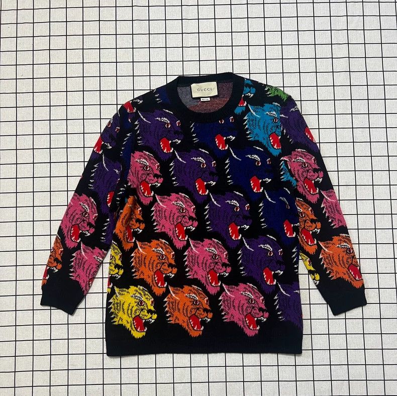 Gucci Gucci Tiger head full printed round-neck sweater Size US S / EU 44-46 / 1 - 1 Thumbnail