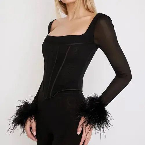Japanese Brand Women Chic Crop Top Shapewear Skinny Blouse Size ONE SIZE - 2 Thumbnail
