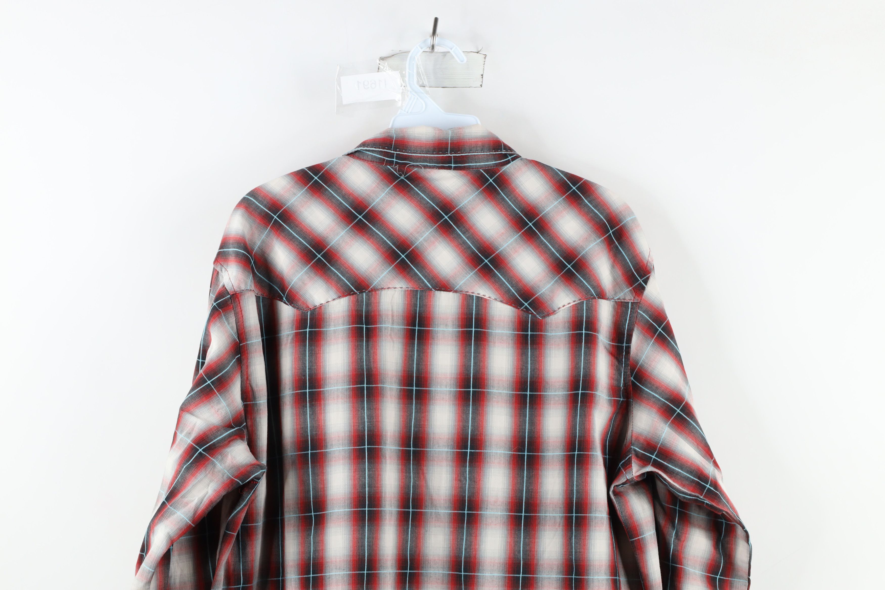 Vintage × Wrangler Vintage 90s Wrangler Snap Button Collared Shirt Plaid Size US L / EU 52-54 / 3 - 8 Thumbnail