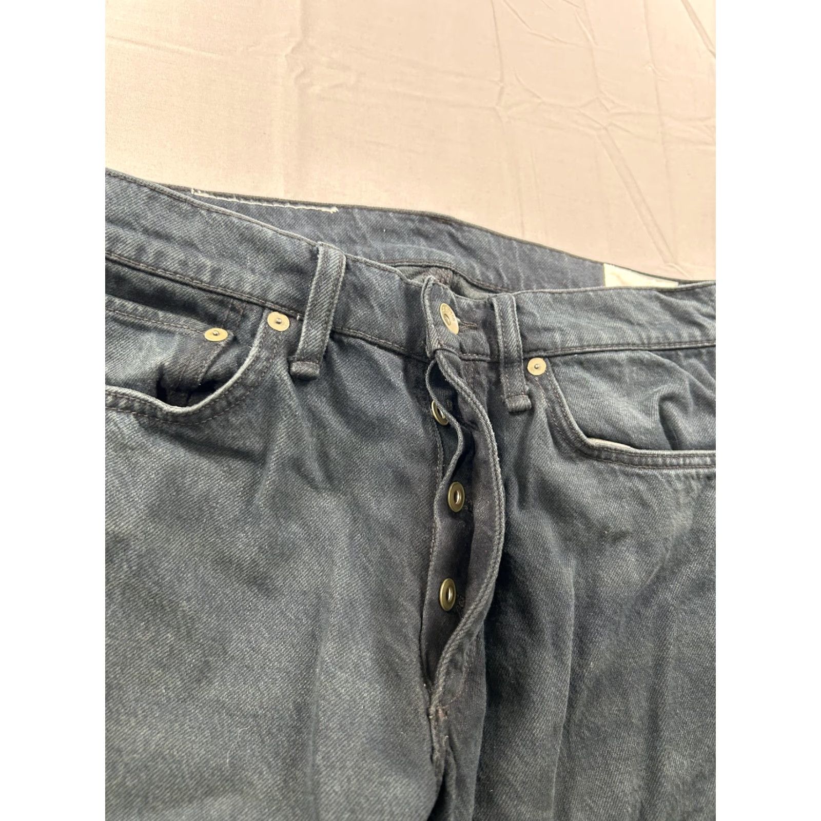 Rag & Bone VINTAGE Rag & Bone Jeans Mens 31X24.5 Black Denim Relaxed Wide Leg Button Fly Pants Size US 31 - 6 Thumbnail