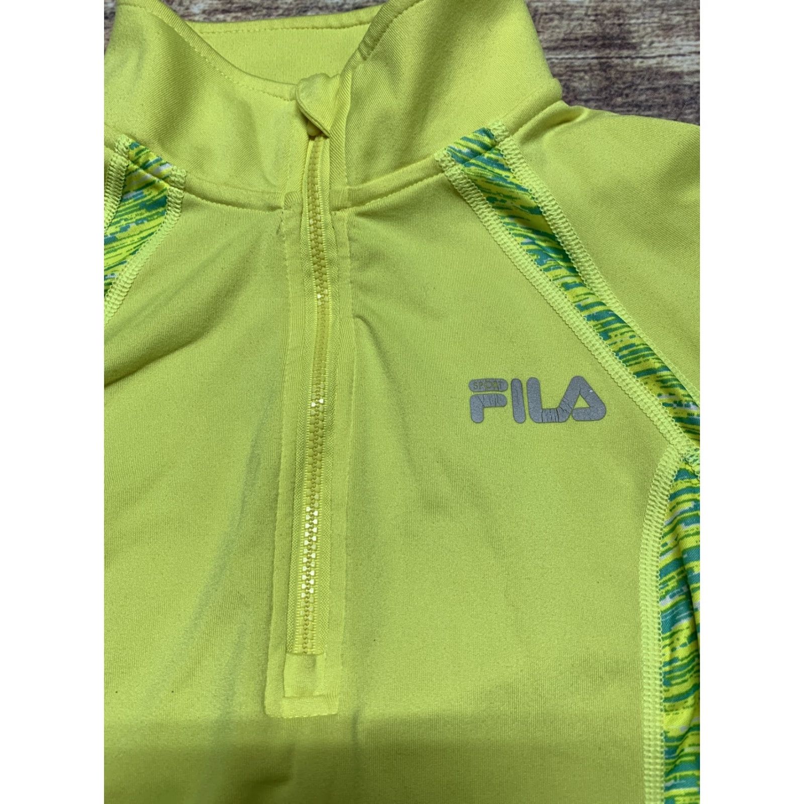 Fila FILA Sport Shirt Running Long Sleeve Yellow Size XS 1/4 Zip Thumb Holes Womens 1/4 Zip Pullover Mock Neck Activewear Size XS / US 0-2 / IT 36-38 - 2 Thumbnail