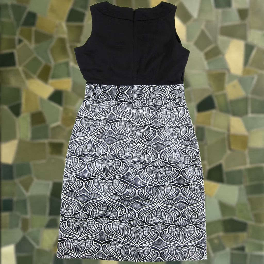 Banana Republic Banana Republic Sleeveless Sheath Tank Dress 2 Black White Floral Geometric Lined Back zipper Knee Length Womens Dress 2 Size XS / US 0-2 / IT 36-38 - 1 Thumbnail