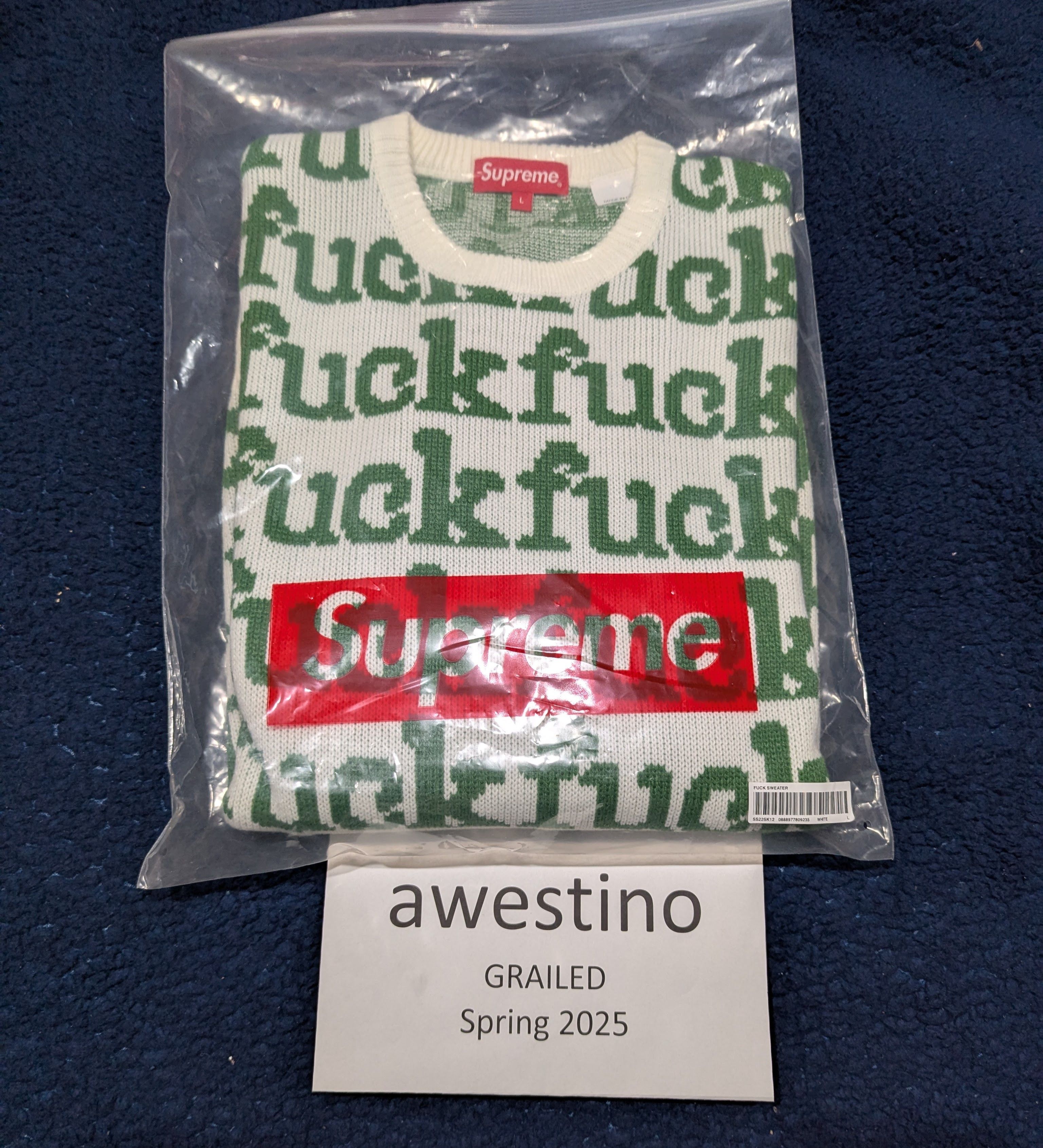 Supreme Brand New! Supreme S/S 22 Fuck Sweater (White) Large | Grailed