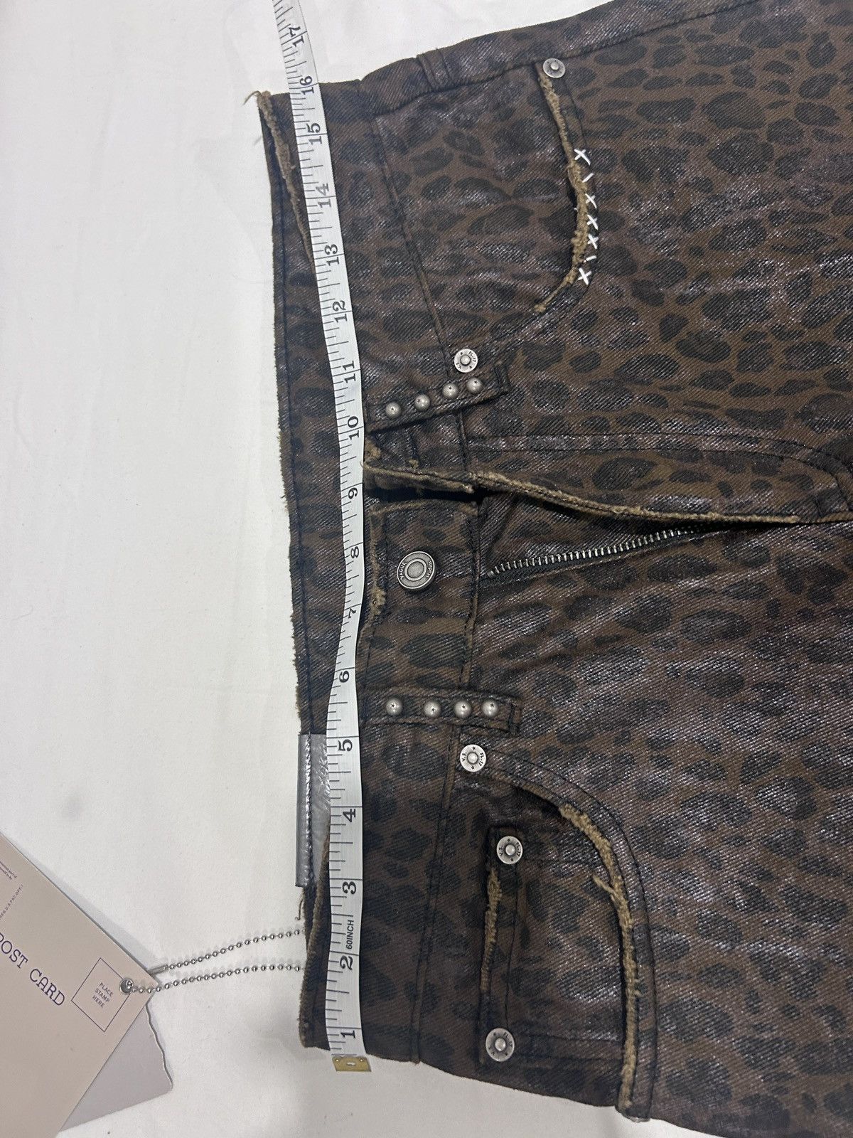 Vintage Vague Waxed Bootcut Denim Leopard Jeans Size US 30 / EU 46 - 3 Thumbnail