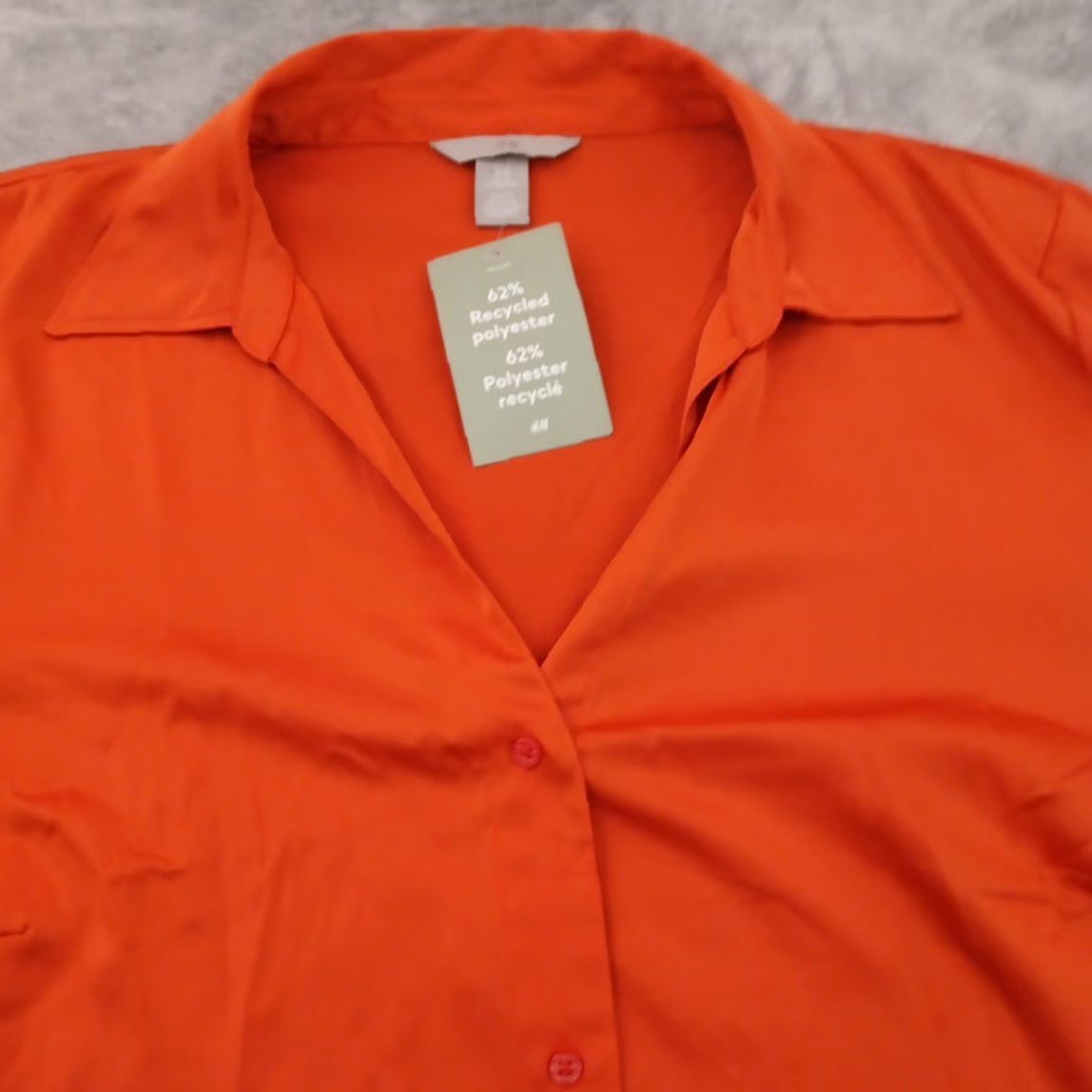 H&M H&M Shirt Womens XL Orange Satin Long Sleeve Button Up New Size XL / US 12-14 / IT 48-50 - 2 Thumbnail