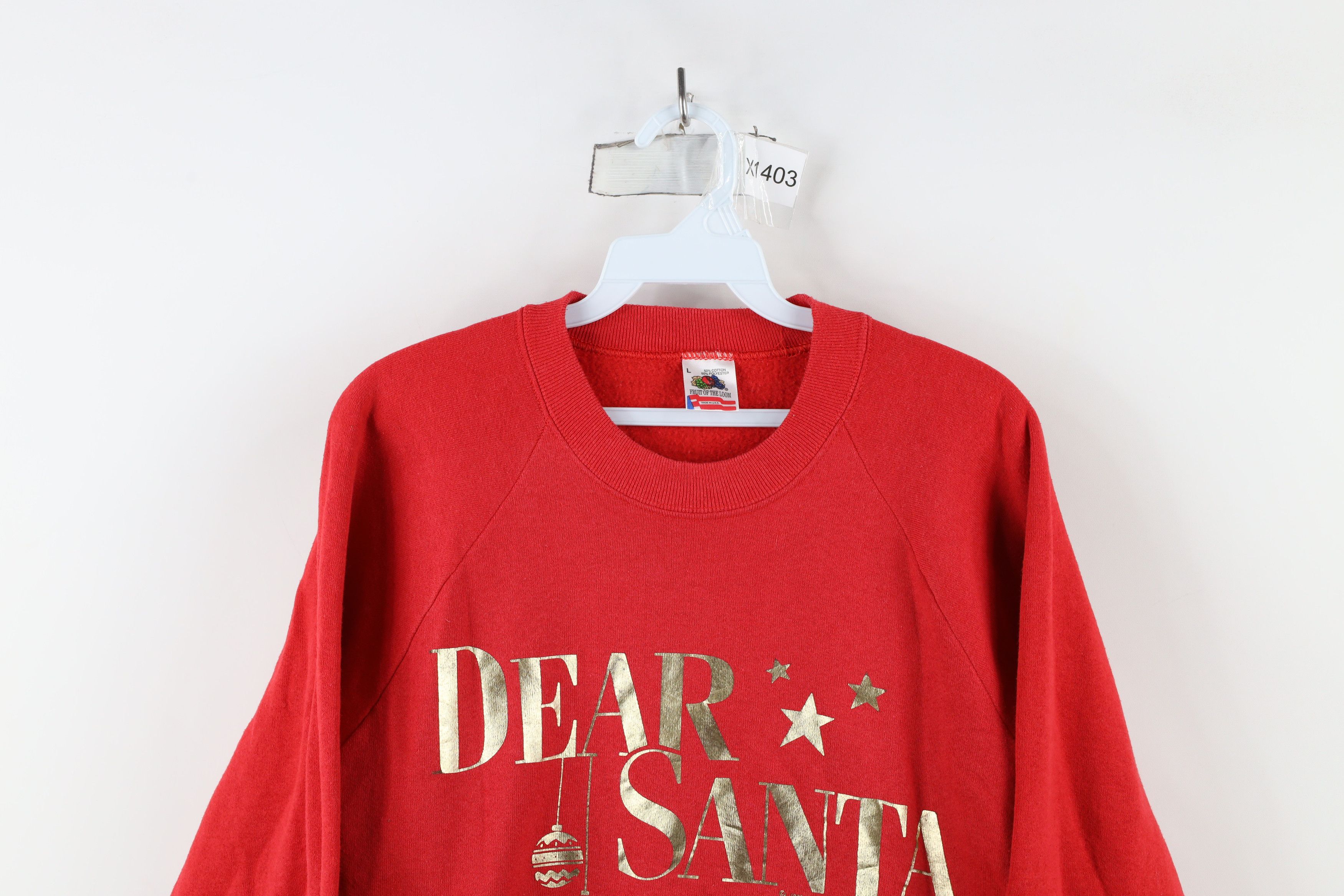 Vintage Vintage 90s Dear Santa I Want It All Sweatshirt Red USA Size L / US 10 / IT 46 - 2 Thumbnail