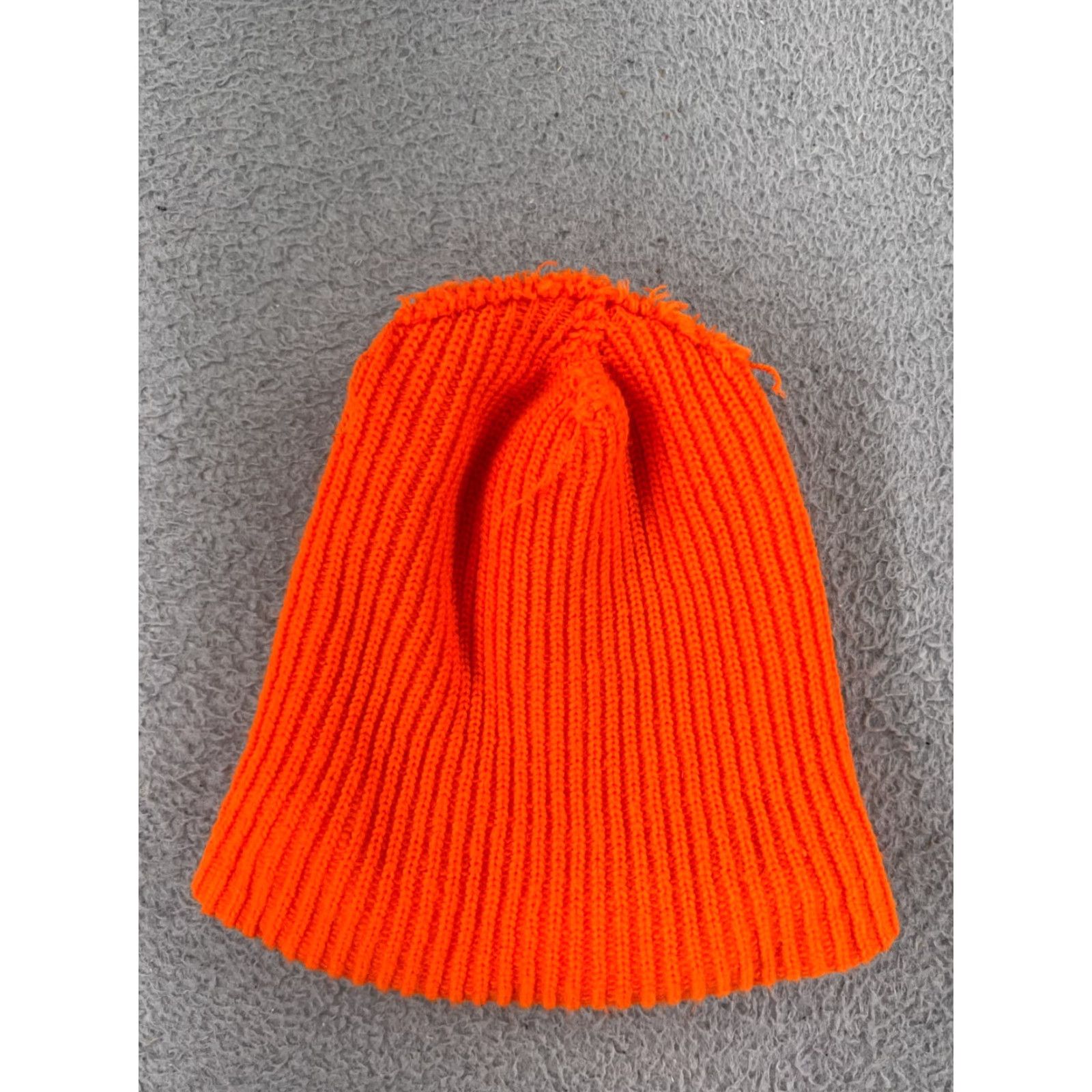 Vintage Beanie Hat Adult One Size Orange Knit Acrylic Hunting Snow Ski High Visibility USA Hunting Cap Mens Size ONE SIZE - 4 Thumbnail