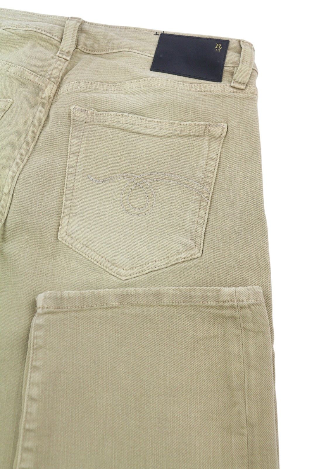 R13 BOY STRAIGHT 28 Khaki Stretch Washed Ankled Light 86308 Size 28" / US 6 / IT 42 - 6 Thumbnail
