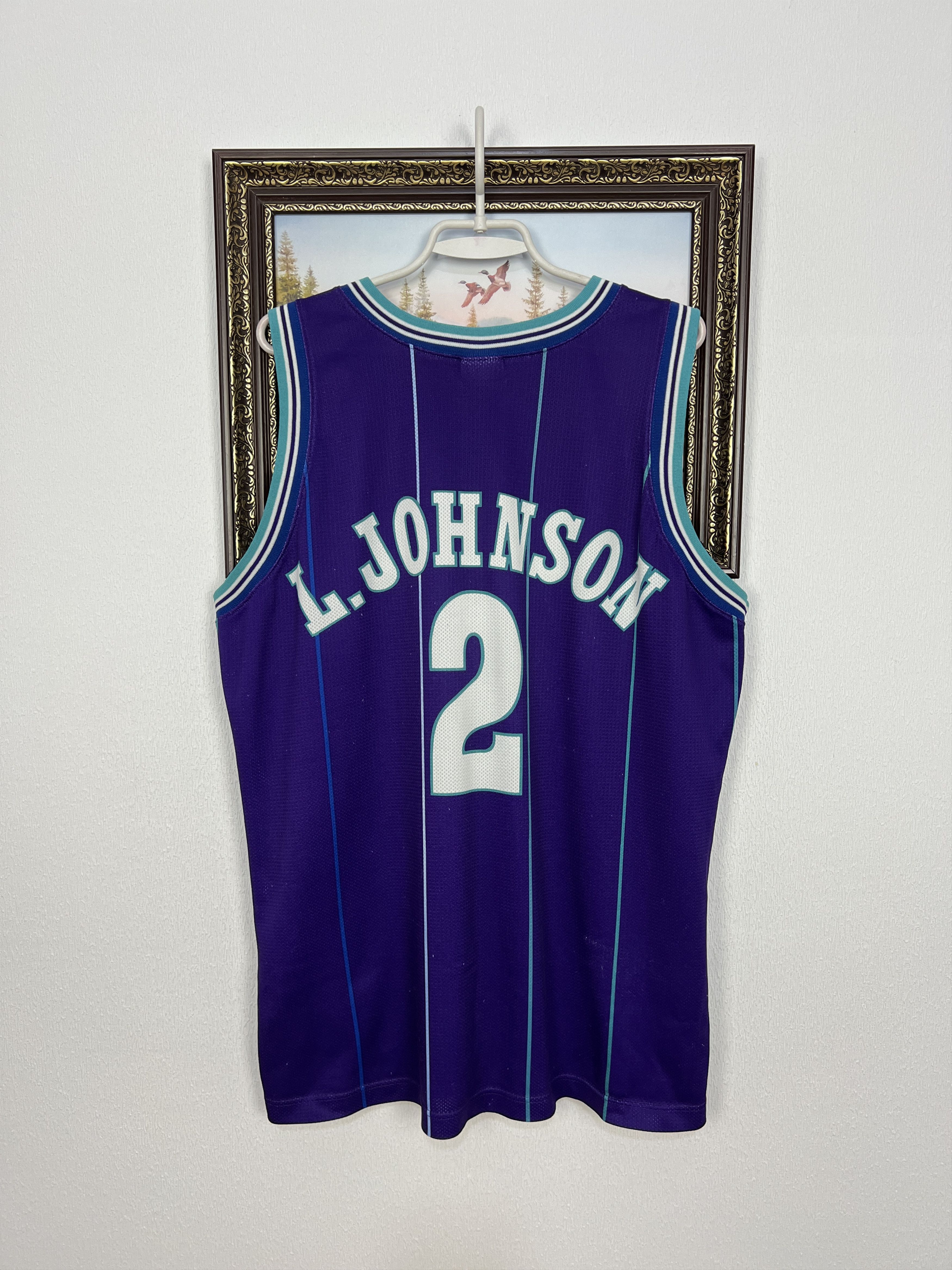 Champion Vintage 90's Champion Charlotte Hornets Johnson Jersey Size US XL / EU 56 / 4 - 9 Thumbnail