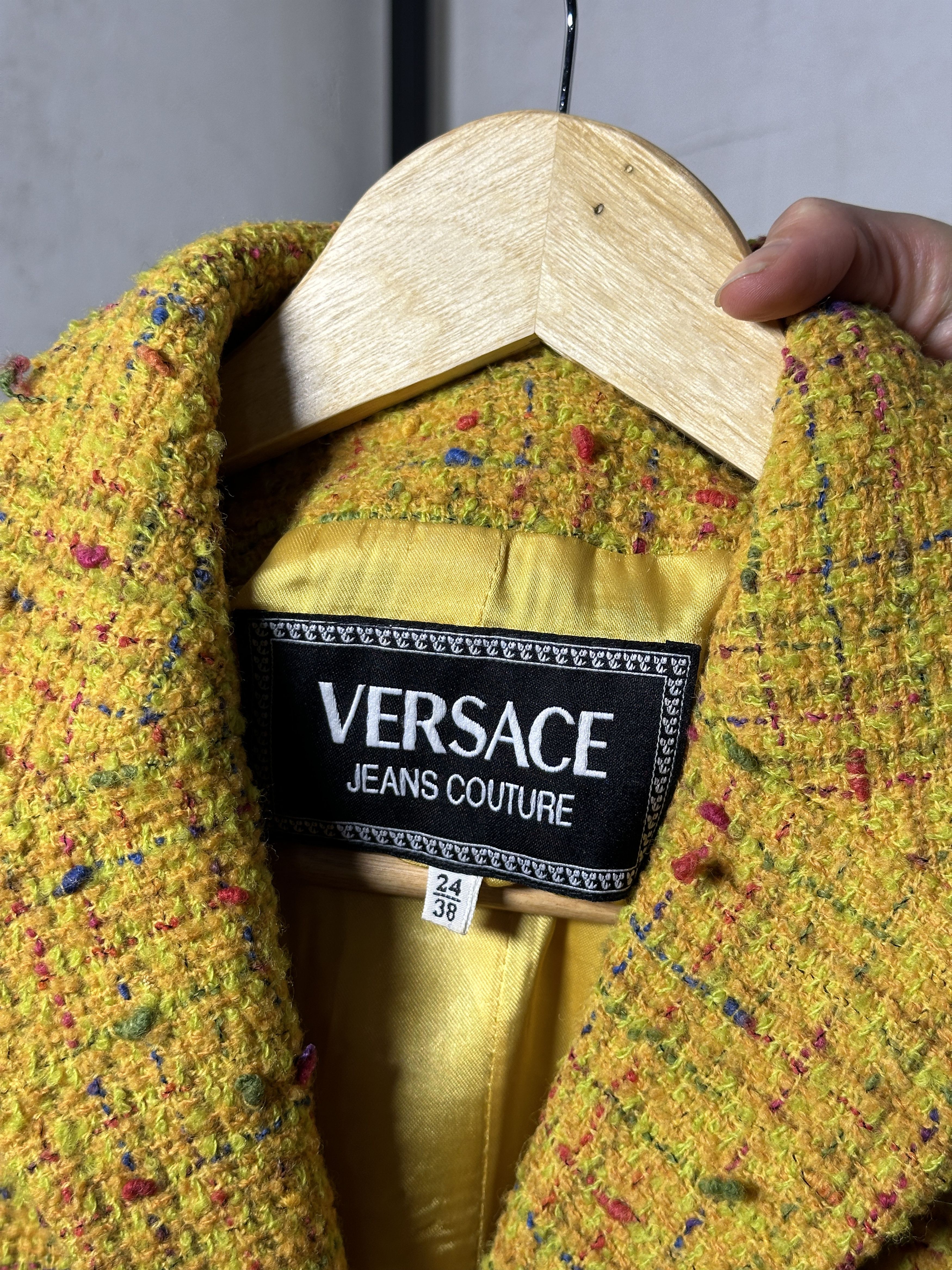 Versace VERSACE Jeans Couture Yellow Tweed Medusa Button Jacket Size S / US 4 / IT 40 - 6 Thumbnail
