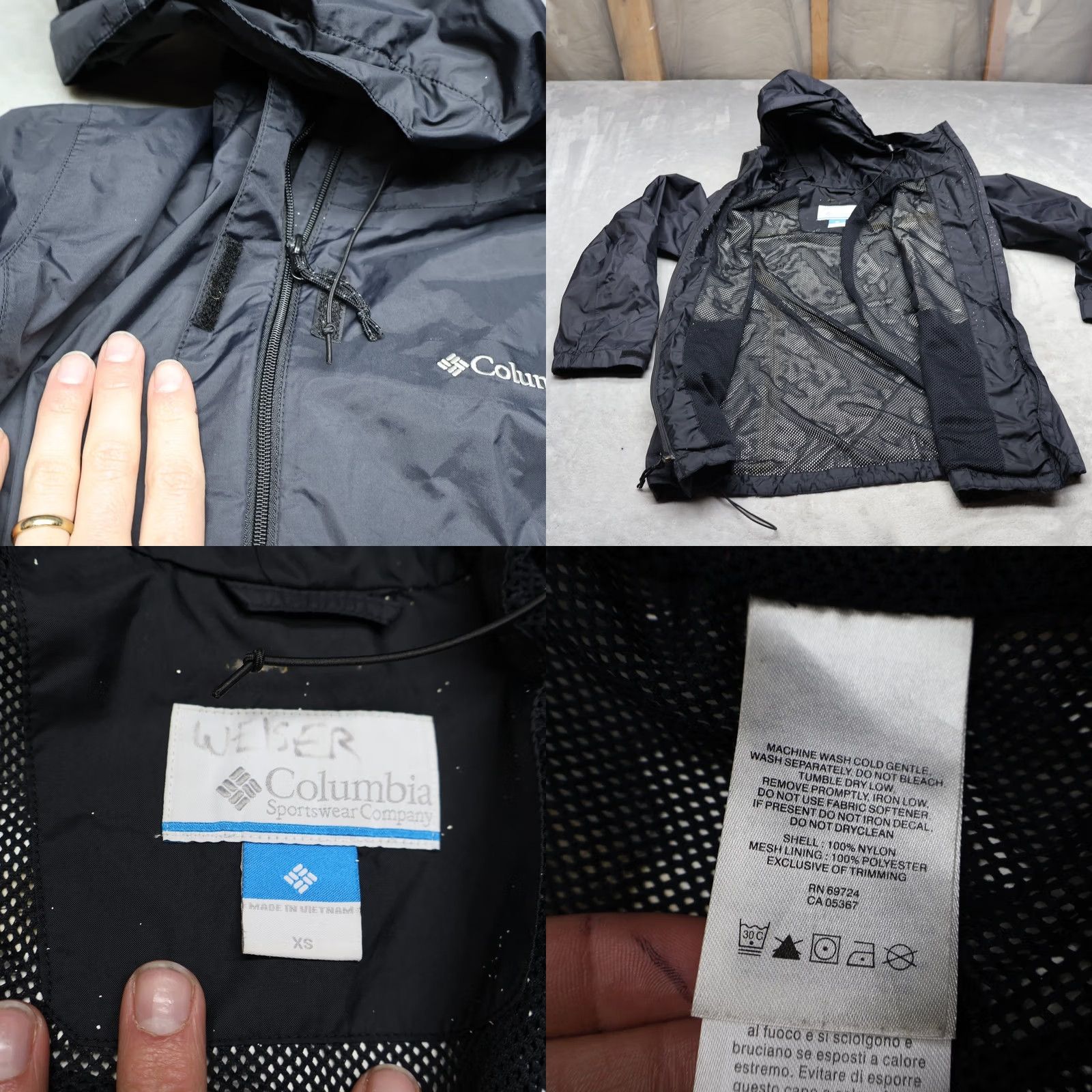 Rains Columbia Jacket Womens XS Black Waterproof Lightweight Full Zip Arcadia II Rain Coat Size XS / US 0-2 / IT 36-38 - 8 Thumbnail