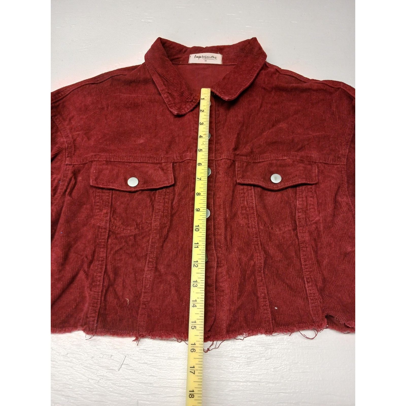 Other Impressions (medium) Women's Maroon Corduroy Crop Jacket Size M / US 6-8 / IT 42-44 - 2 Thumbnail