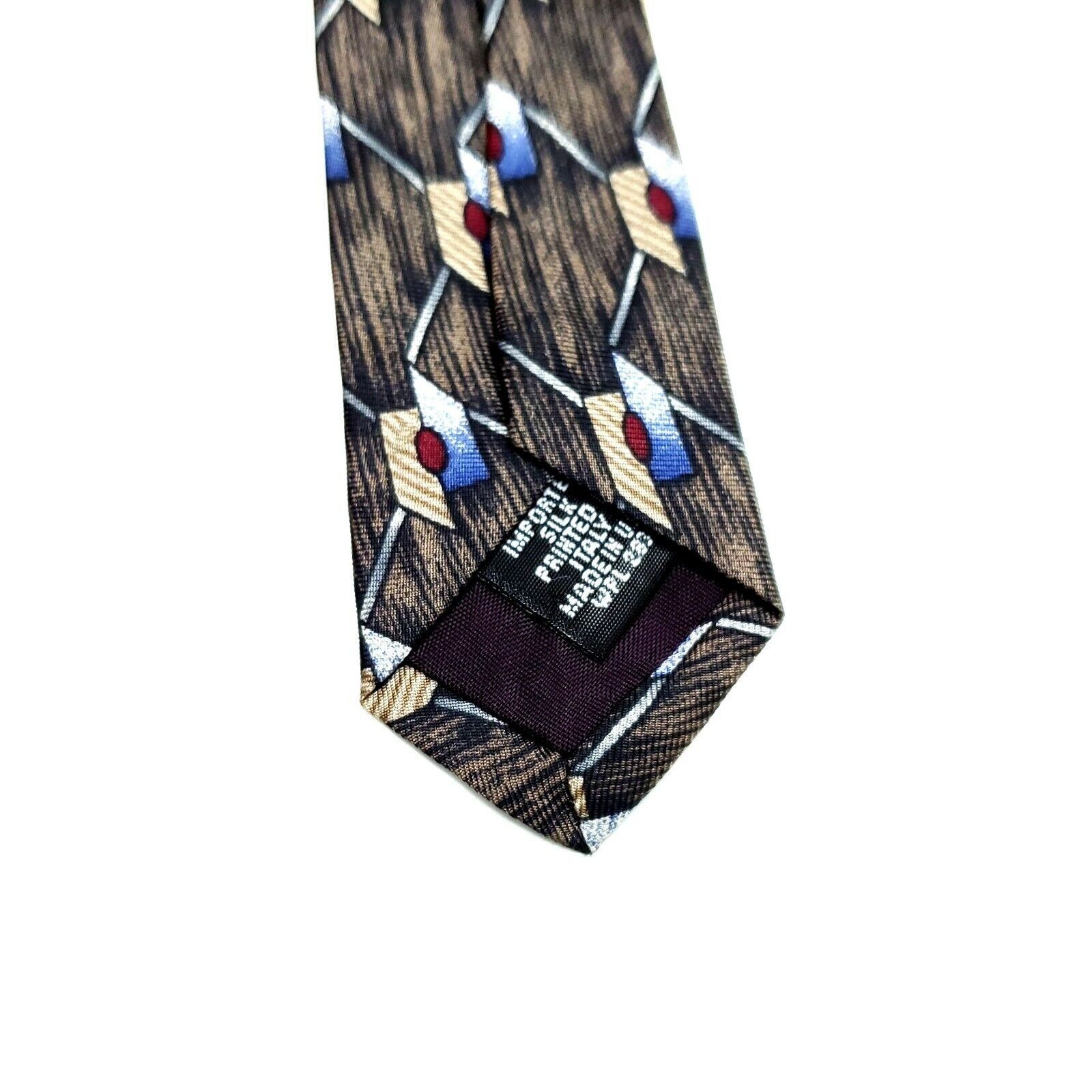 Vintage Barrington Silk Tie Green Print Geometric Wide Size ONE SIZE - 4 Thumbnail
