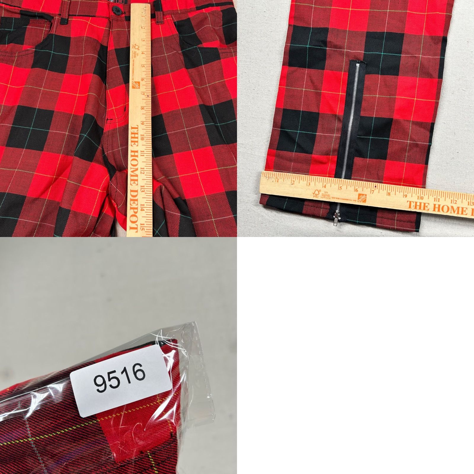 Hot Topic VINTAGE Morbid Threads Pants Mens 36 Red Plaid Zipper Cargo 5-Pocket 90s Gothic Punk Wide-Leg Belt USA Mens Size US 36 / EU 52 - 8 Thumbnail