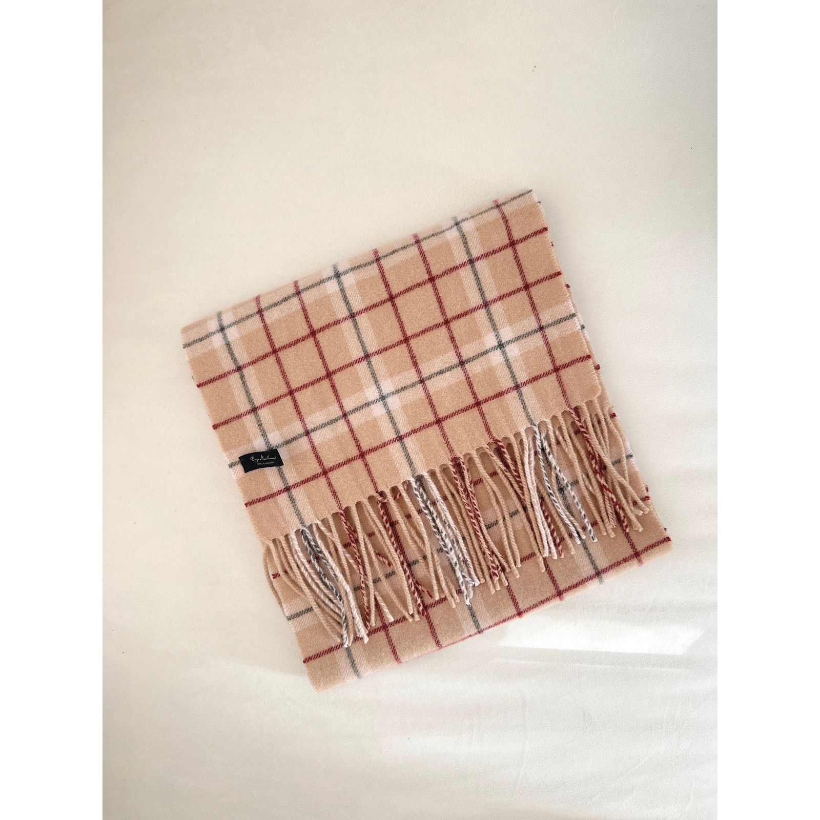 Enzo Mantovani Enzo Mantovani 100% Pure Cashmere Scarf Camel Plaid Soft ECU Size ONE SIZE - 1 Thumbnail