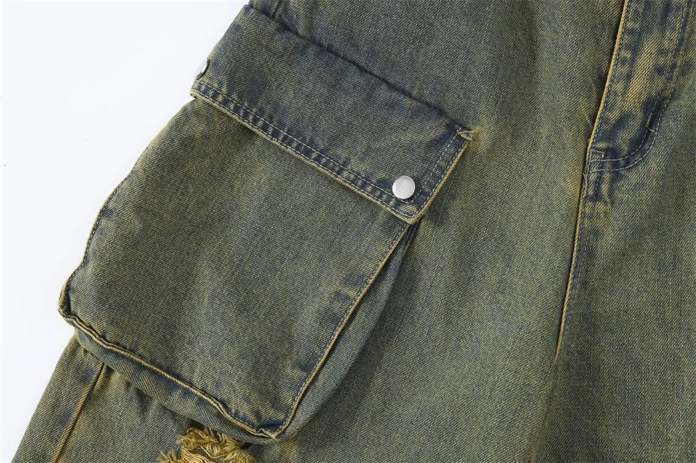 Japanese Brand × Jean High street trend washed distressed cargo ripped jeans Size US 32 / EU 48 - 4 Thumbnail