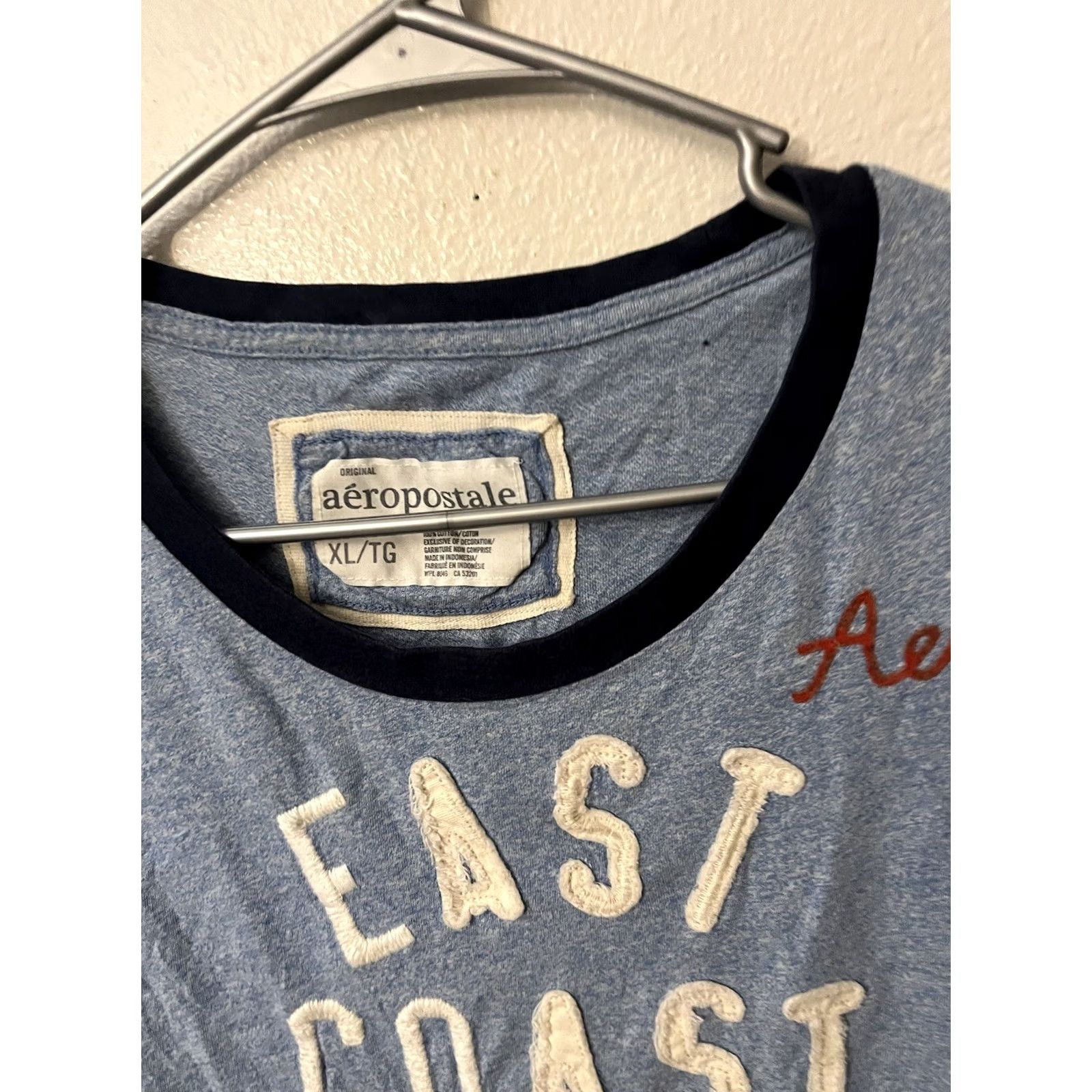 Vintage Aero Aeropostale Womens XL Crew T-Shirt Blue Floral Logo Graphic T Shirt Short Sleeve Crew Neck Mens Womens Girls Boys Size XL / US 12-14 / IT 48-50 - 2 Thumbnail