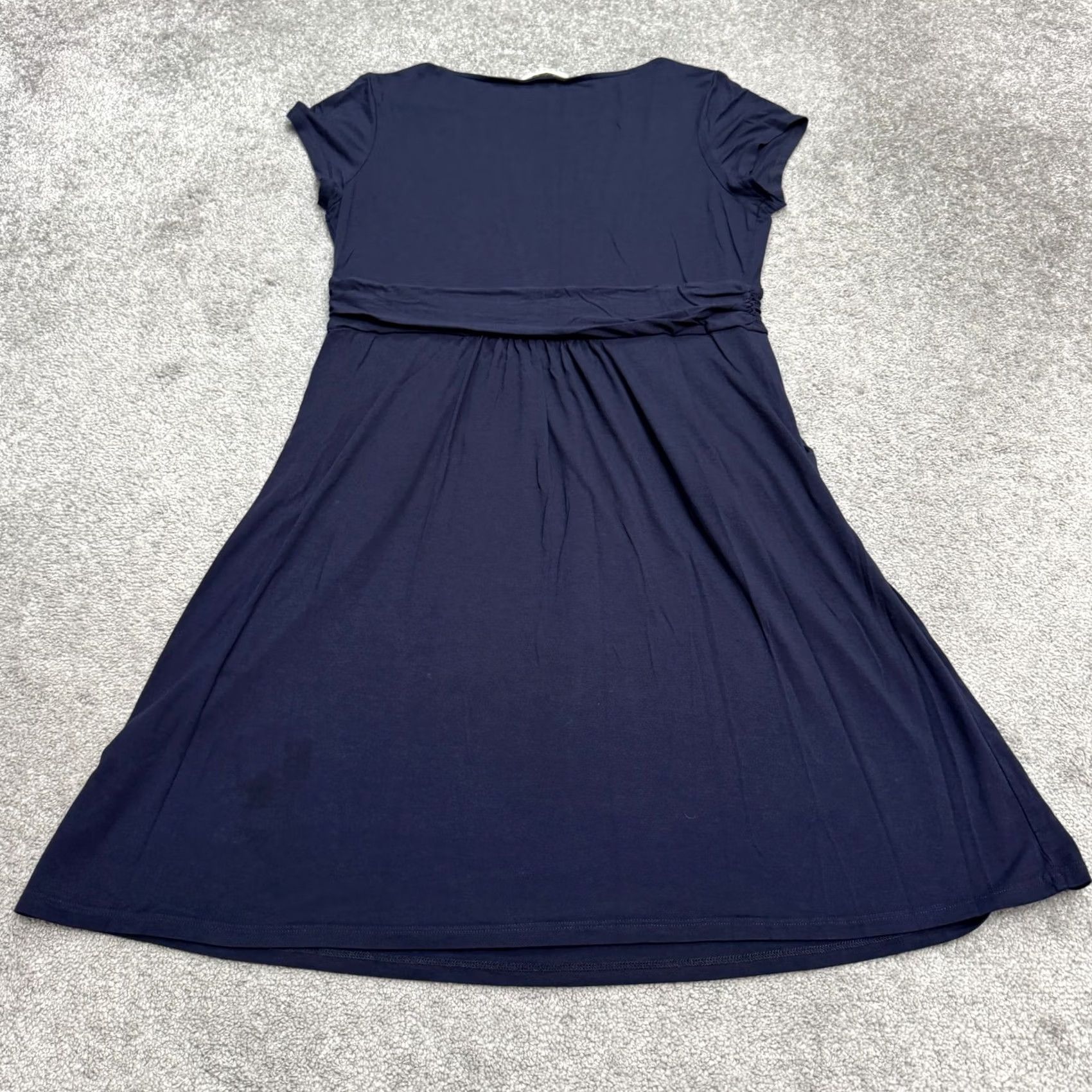 Boden Boden Dress Womens 12 Petite A-Line Fit & Flare Knee Length Navy Blue Short Sleeve Stretch Knit Size XL / US 12-14 / IT 48-50 - 2 Thumbnail