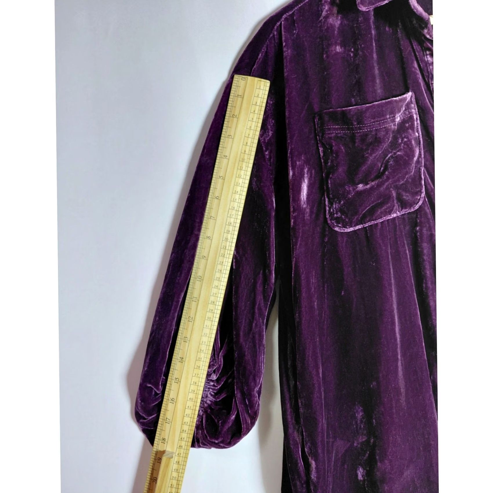 Free People Free People Shirt Dress Viscose Velvet Button-Up Purple XS Womens Long Sleeve Collared Solid Button Front Casual Size XS / US 0-2 / IT 36-38 - 6 Thumbnail
