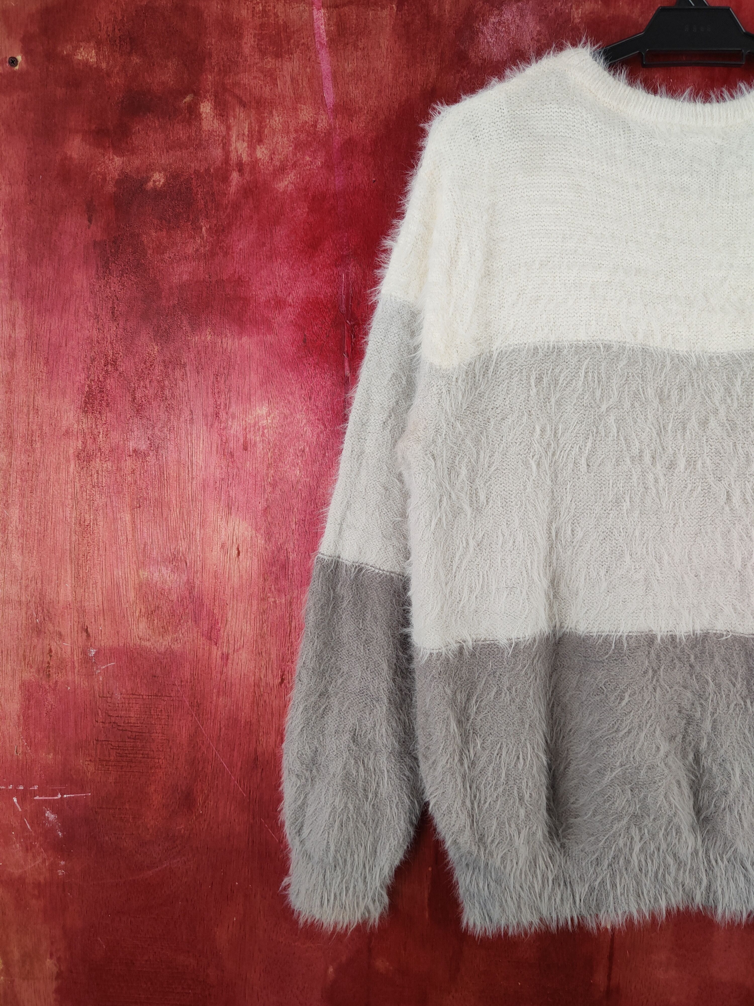Homespun Knitwear Healthy Karen Gray Shag Shaggy Fur Mohair Knitwear #S2025 Size L / US 10 / IT 46 - 8 Thumbnail
