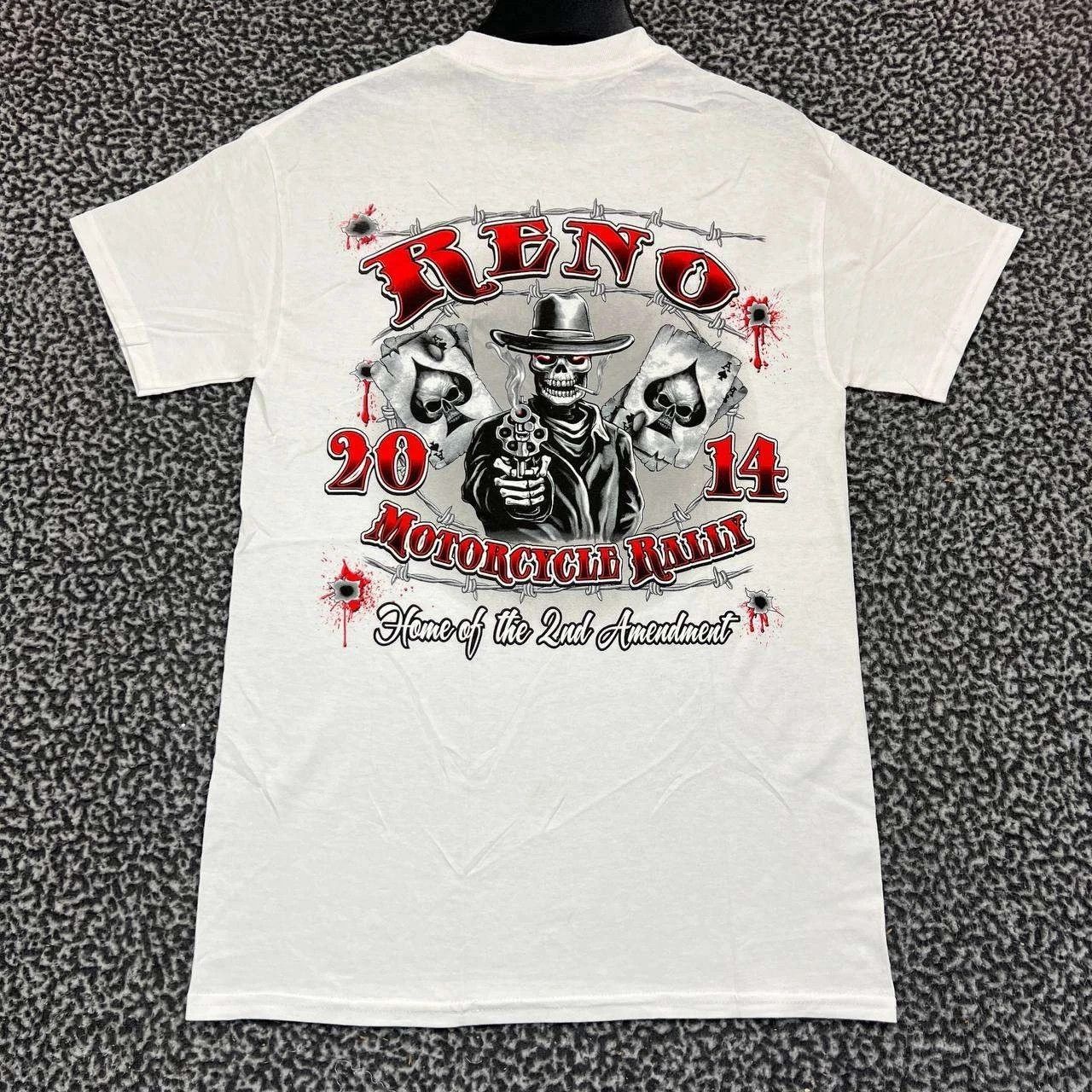 Gildan Vintage Reno Motorcycle Rally Shirt Men Small White Gildan Size US S / EU 44-46 / 1 - 1 Thumbnail