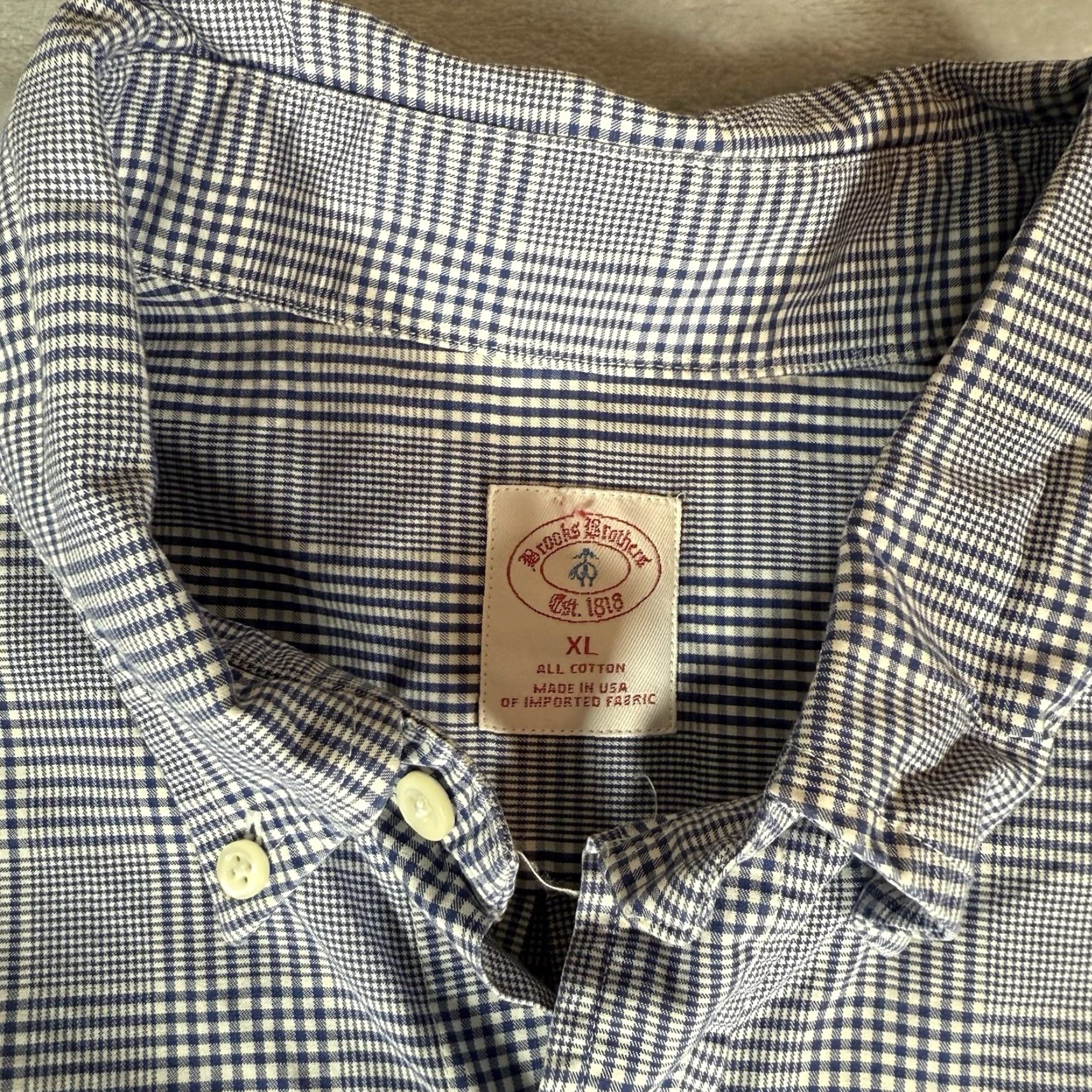 Brooks Brothers VINTAGE Brooks Brothers Madison Plaid Button-Up Shirt Mens XL Blue Checkered Made In USA Size US XL / EU 56 / 4 - 2 Thumbnail