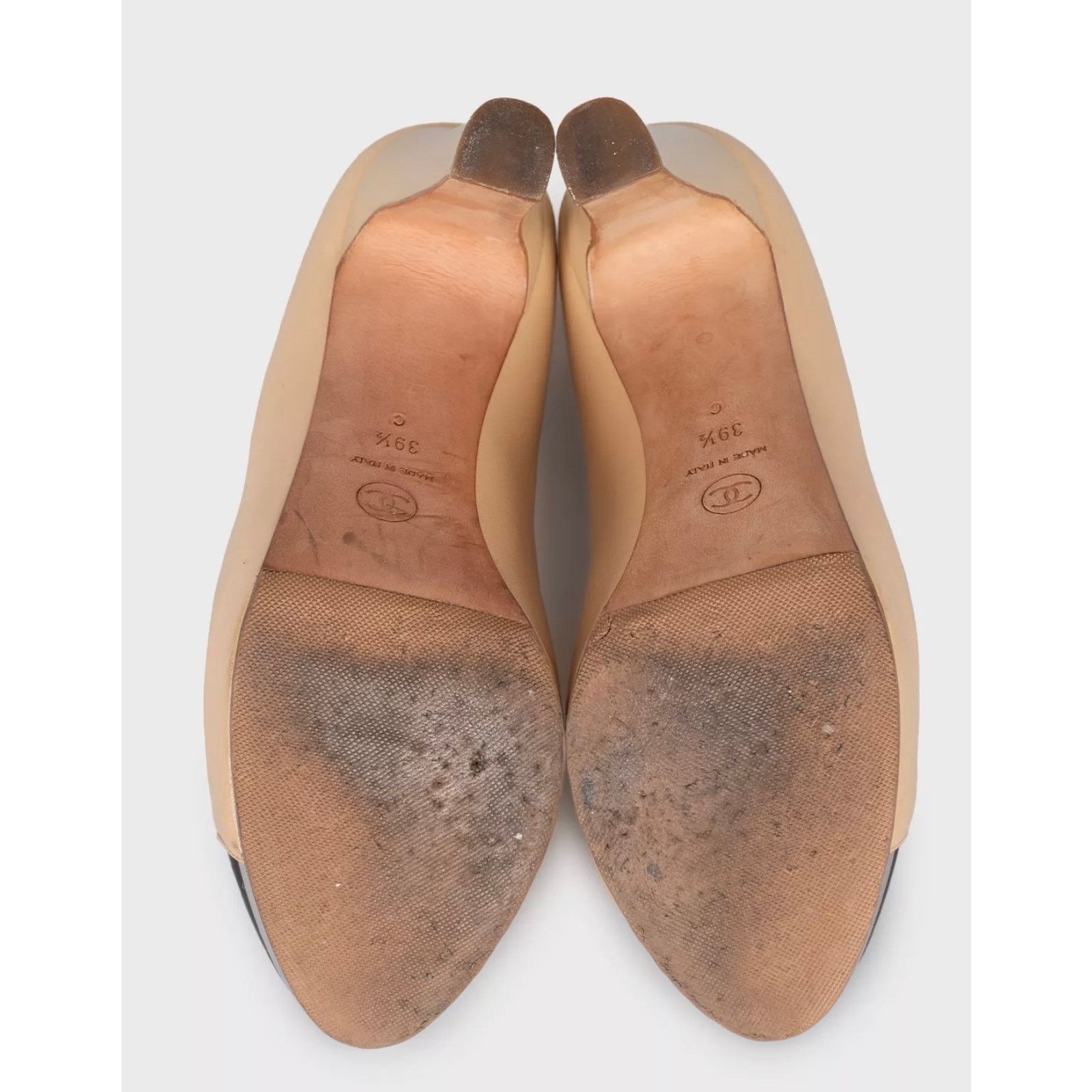 Chanel Chanel Beige Leather Block Heel Pumps - Size 39.5 Size US 8.5 / IT 38.5 - 4 Thumbnail