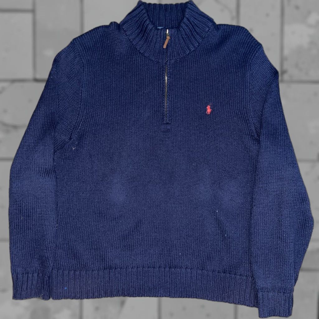 Polo Ralph Lauren POLO RALPH LAUREN Sweater Half Zip Men 2XL Blue Knit Pullover Size US XXL / EU 58 / 5 - 1 Thumbnail