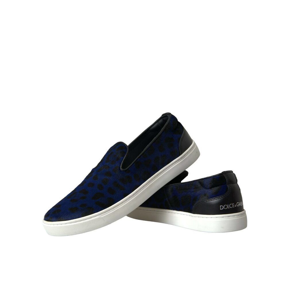 Dolce & Gabbana Dolce & Gabbana Blue Calfskin Hair Leopard Sneakers Shoes Size US 7 / EU 40 - 7 Thumbnail