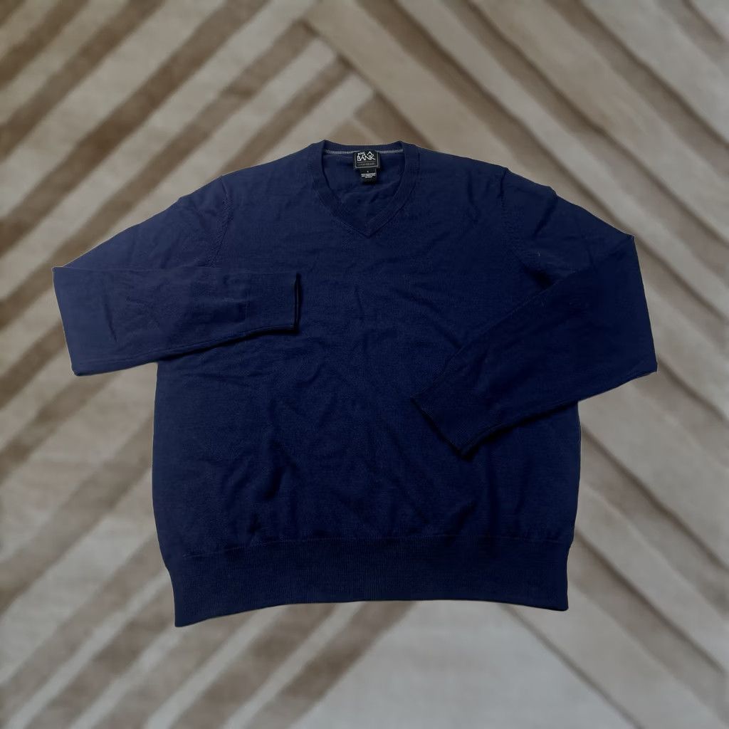Jos. A. Bank Jos. A. Bank Sweater Mens L Blue 100% Merino Wool Traveler V-Neck Pullover Size US L / EU 52-54 / 3 - 1 Thumbnail
