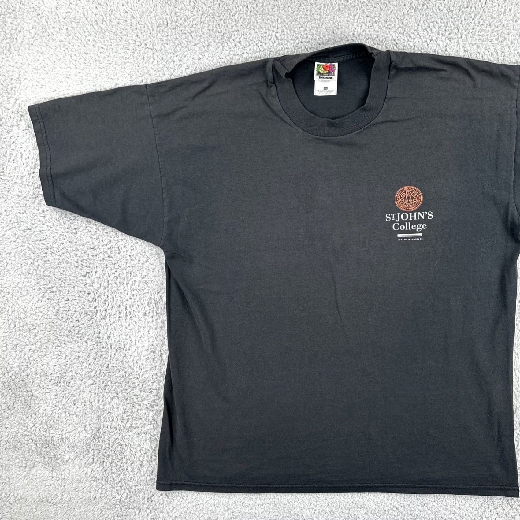 Fruit Of The Loom VINTAGE Fruit of the Loom XL Black T Shirt St John’s College Santa Fe Annapolis Men 1990s Graphic Tee Size US XL / EU 56 / 4 - 3 Thumbnail