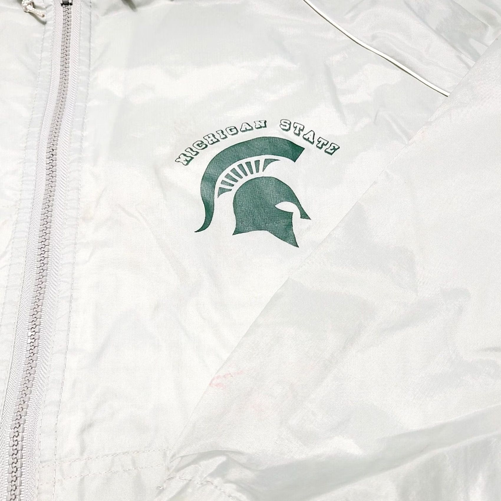 Champion VINTAGE Champion Michigan State Spartans Hooded Windbreaker Jacket Men’s XL Gray 80's USA Logo Lightweight Zip Hooded Bungee Drawstring Size US XL / EU 56 / 4 - 4 Thumbnail