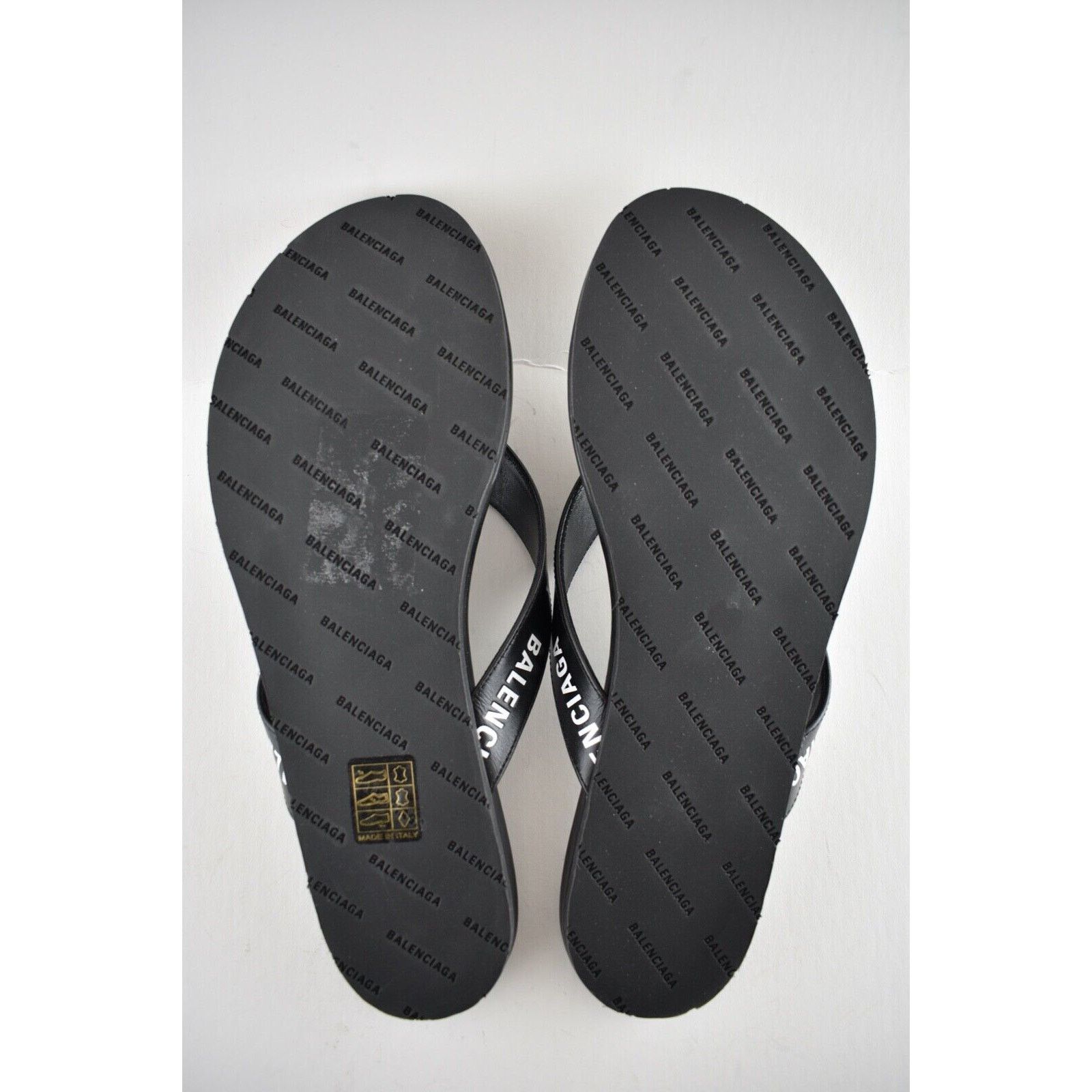 Balenciaga Balenciaga Black White Leather Logo Thong Slide Slip On Size US 6 / IT 36 - 12 Thumbnail