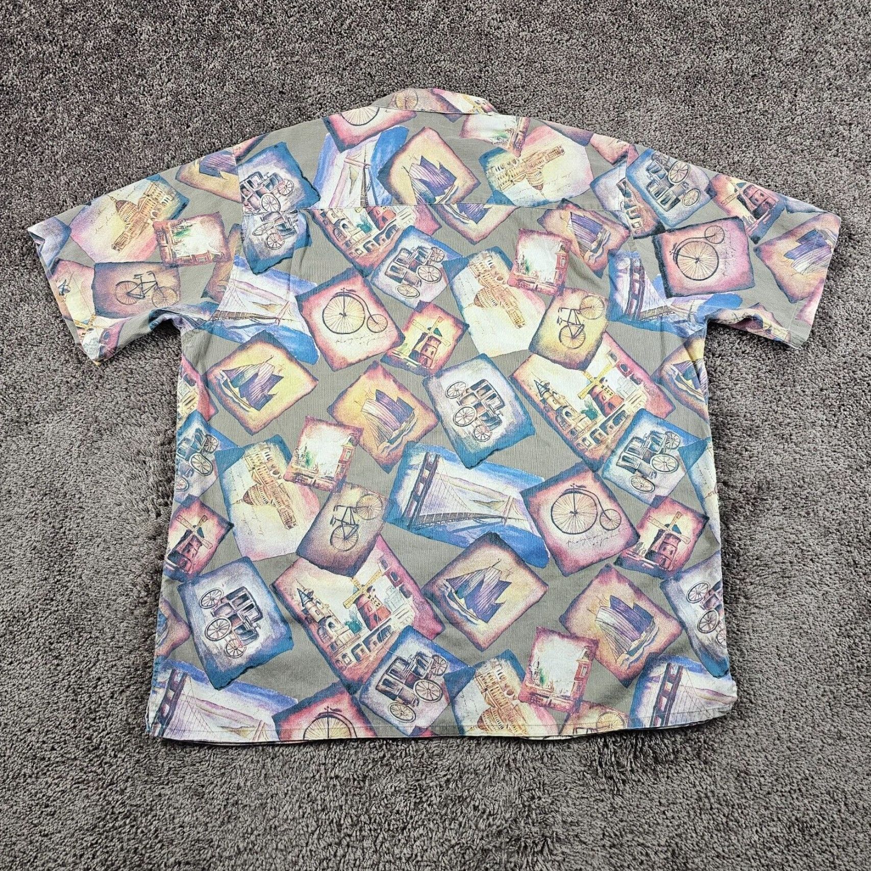 Roundtree & Yorke Roundtree & Yorke Button-Up Shirt Mens 2XL XXL Blue Short Sleeve Geometric Cars Regular Fit Size US XXL / EU 58 / 5 - 4 Thumbnail