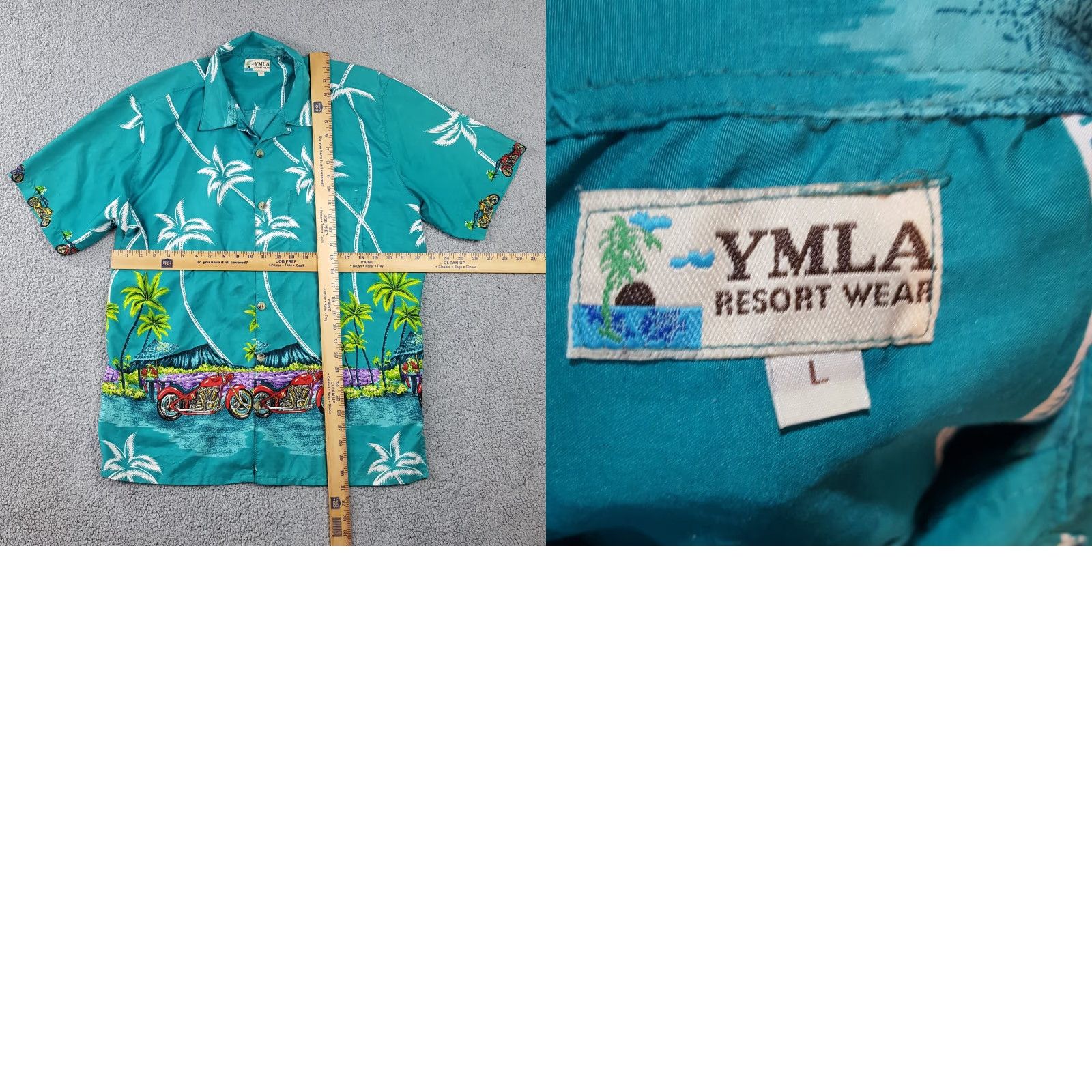 Vintage VINTAGE Hawaiian Biker Motorcycle Floral Men's Large Button Up Beach Camp Shirt Size US L / EU 52-54 / 3 - 8 Thumbnail
