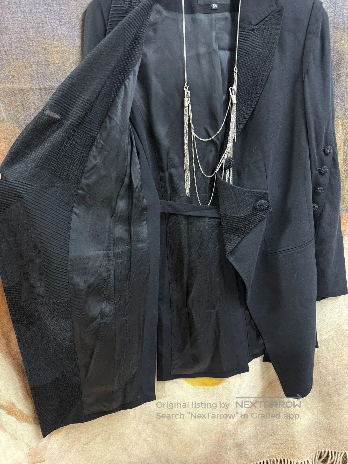 Ann Demeulemeester elegant black embroidered tailcoat jacket. Size US XS / EU 42 / 0 - 6 Thumbnail